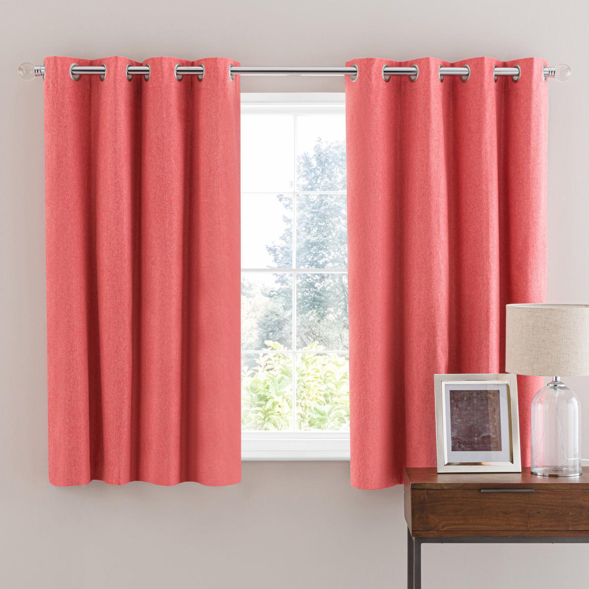 Luna Brushed Coral Blackout Eyelet Curtains Pink – image 4