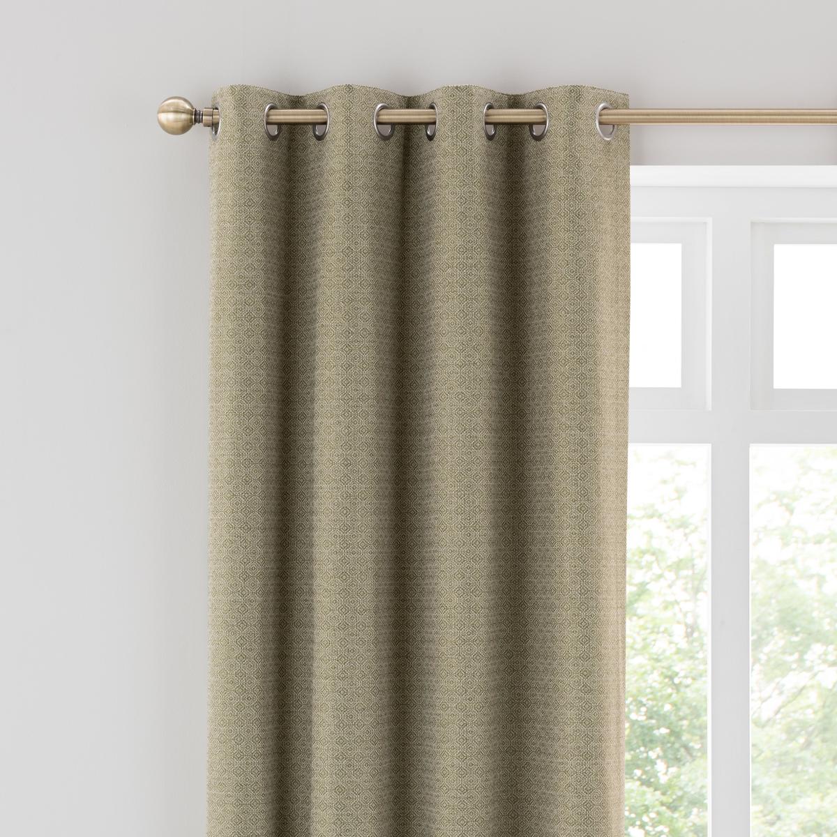 Diamond Recycled Olive Eyelet Curtains Olive – image 1