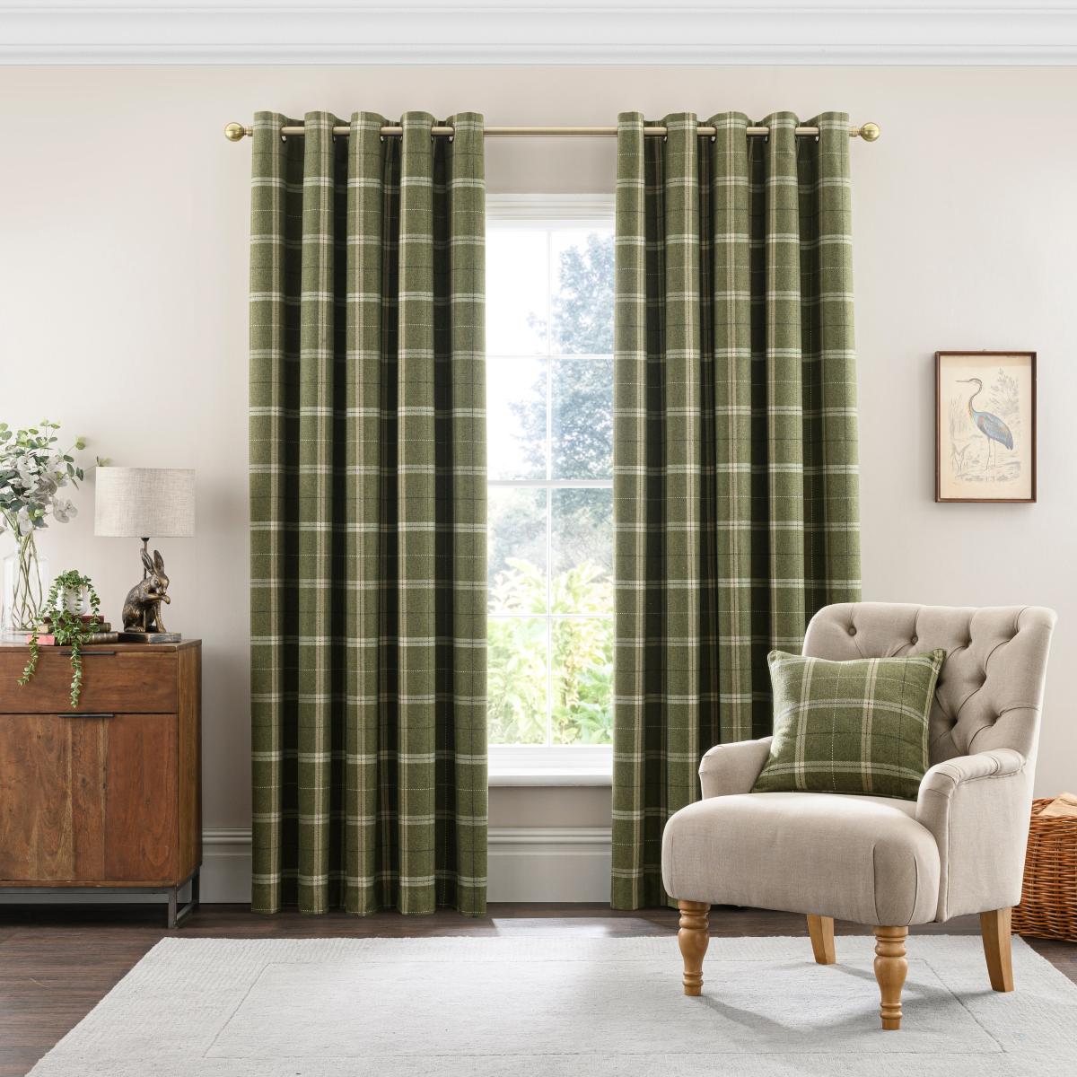 Huntly Eyelet Curtains Olive Green – image 2