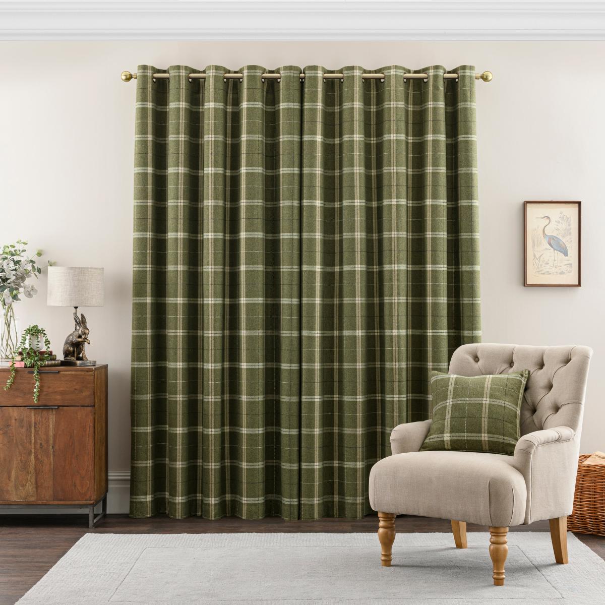 Huntly Eyelet Curtains Olive Green – image 4