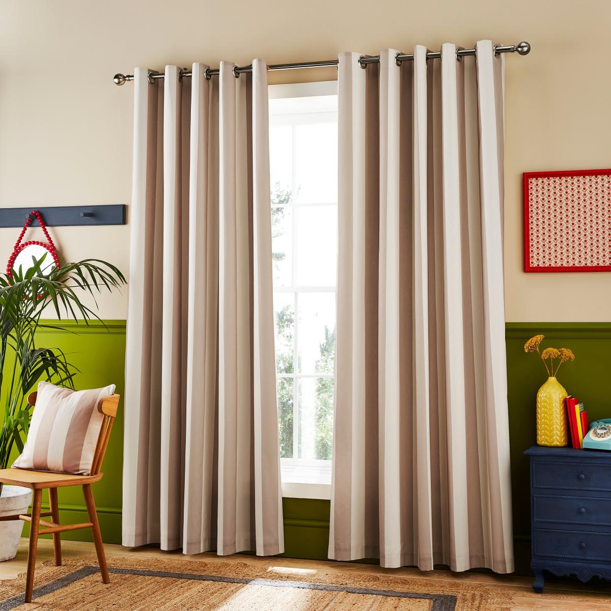 Pride & Joy Striped Eyelet Curtains Natural – image 2