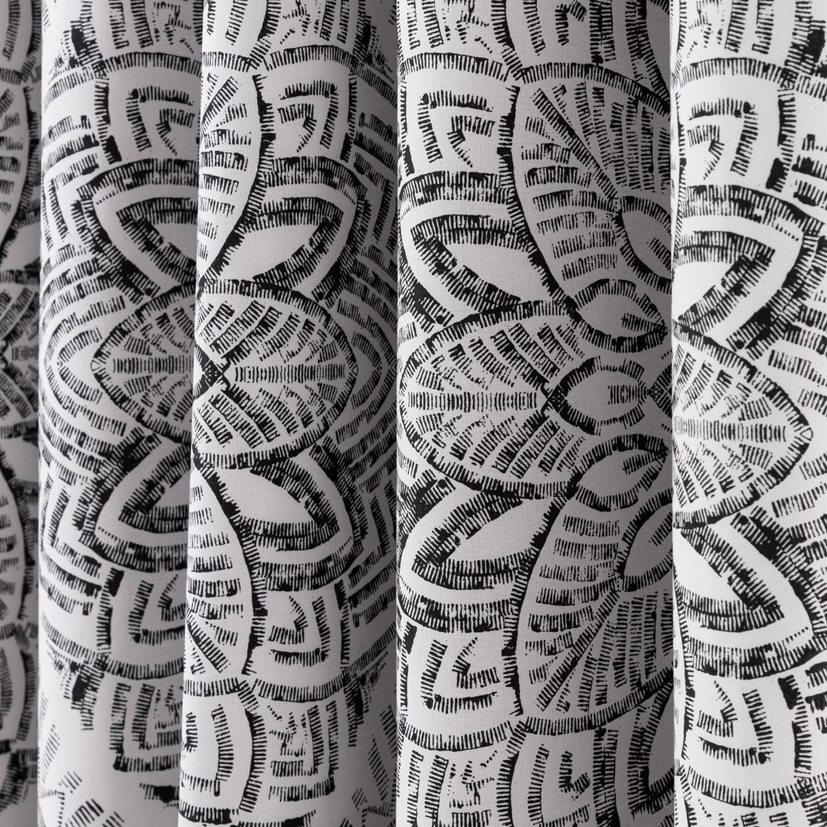 Isha Block Print Blackout Eyelet Curtains Black – image 3
