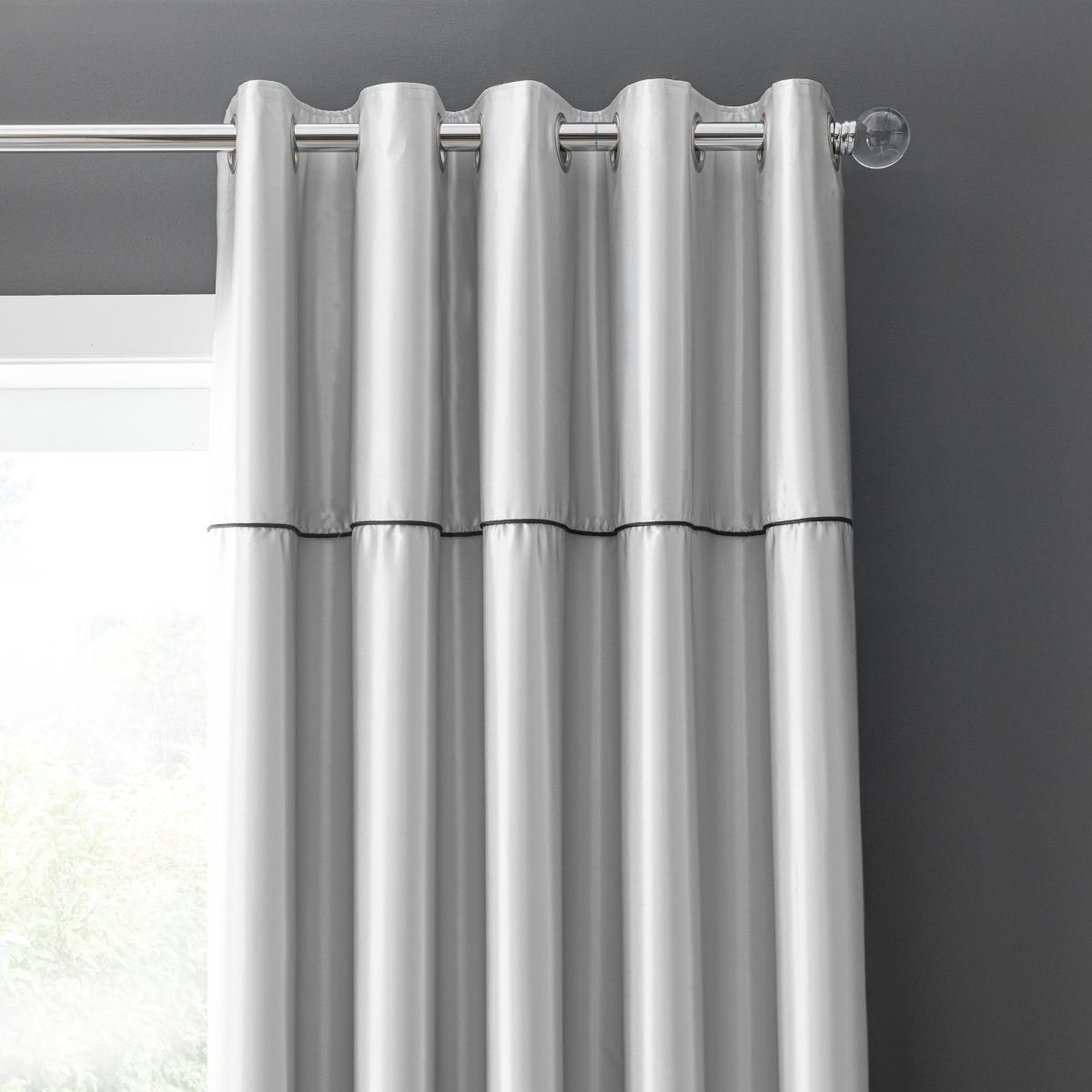 Kris Silver Blackout Eyelet Curtains Silver – image 3