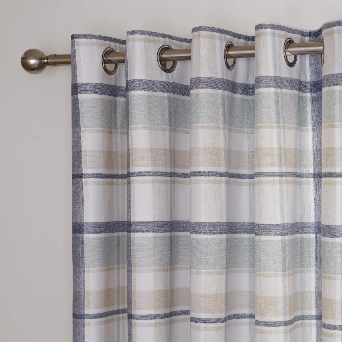 Harrison Blue Thermal Eyelet Curtains Blue and White – image 4