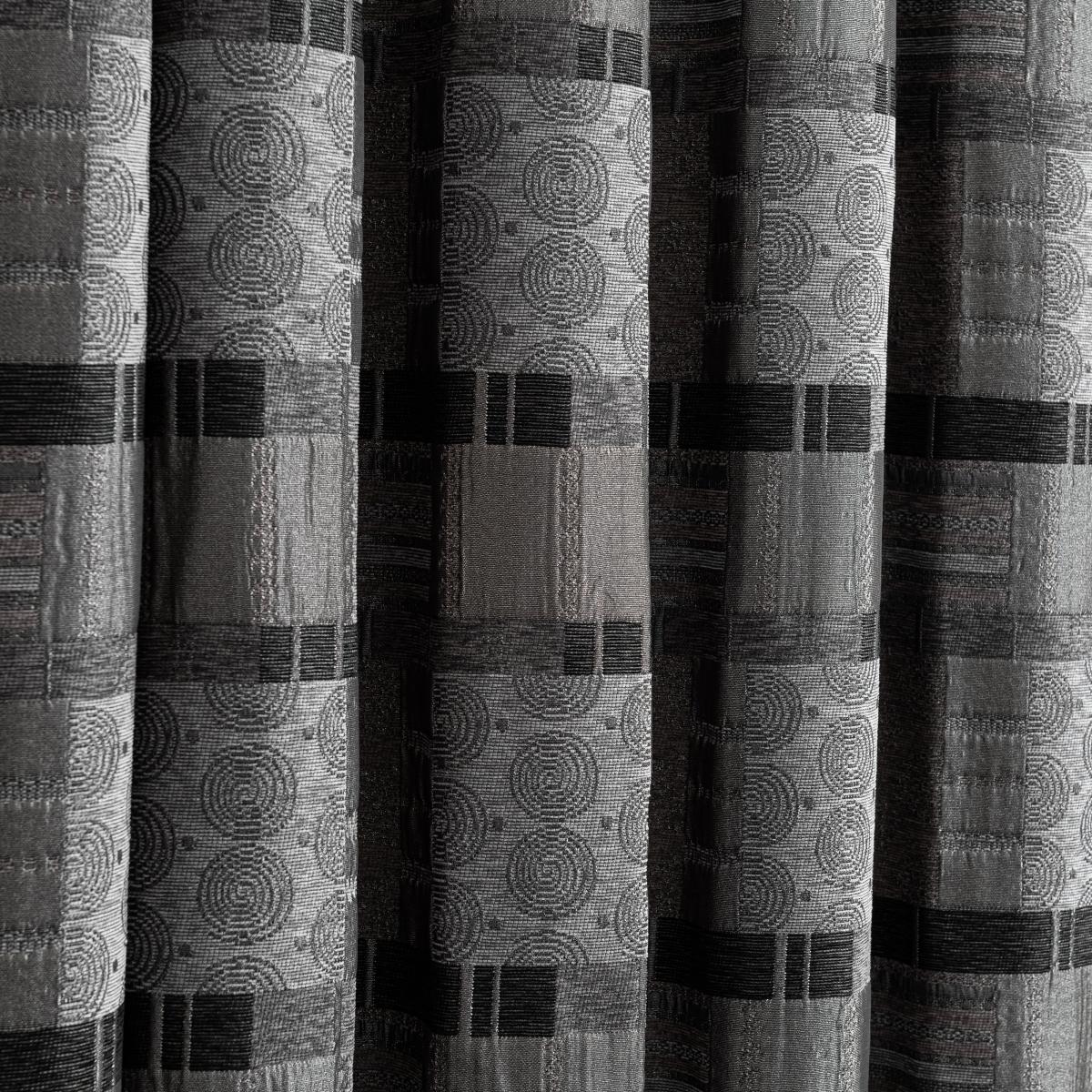 Prague Chenille Noir Eyelet Curtains Black – image 6