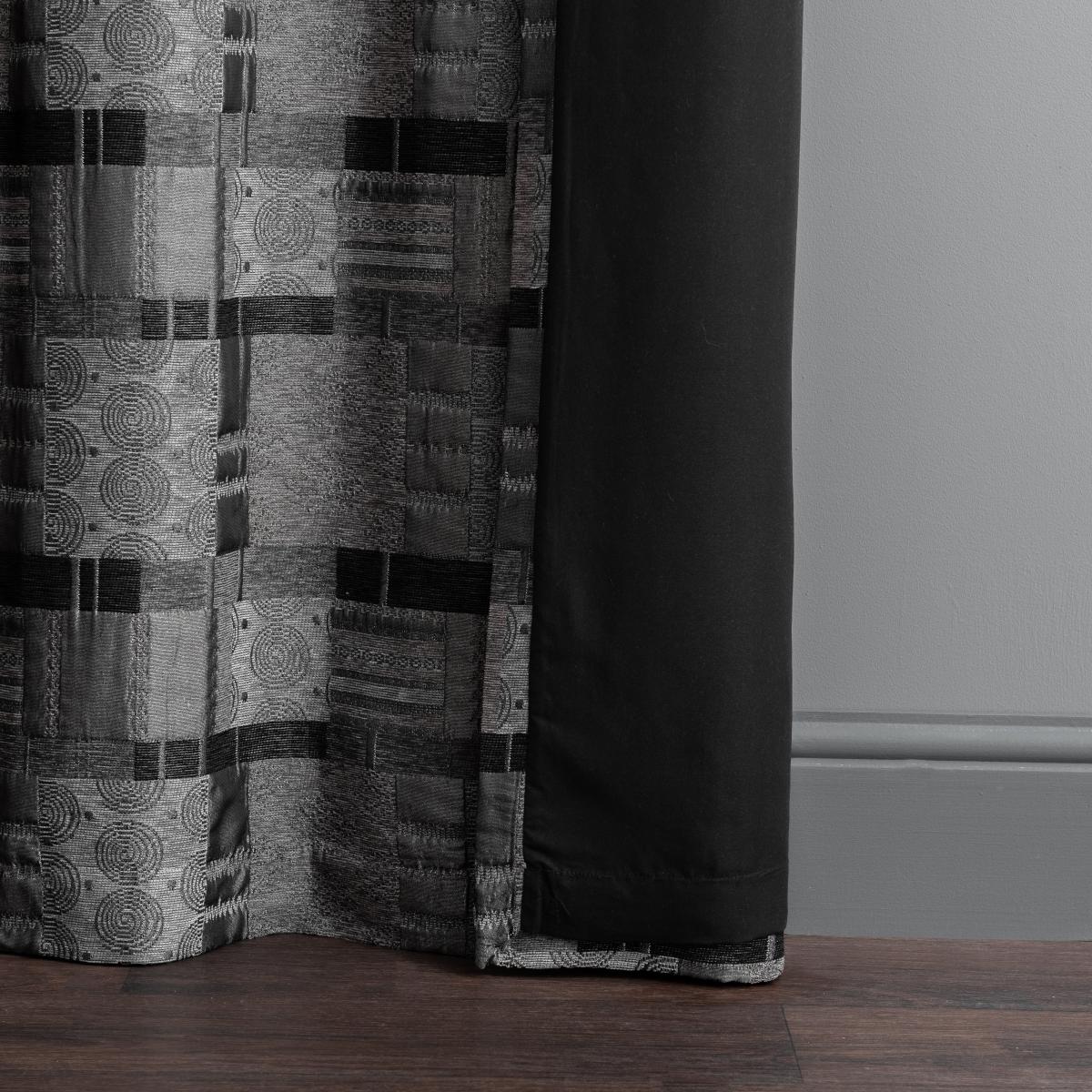 Prague Chenille Noir Eyelet Curtains Black – image 7