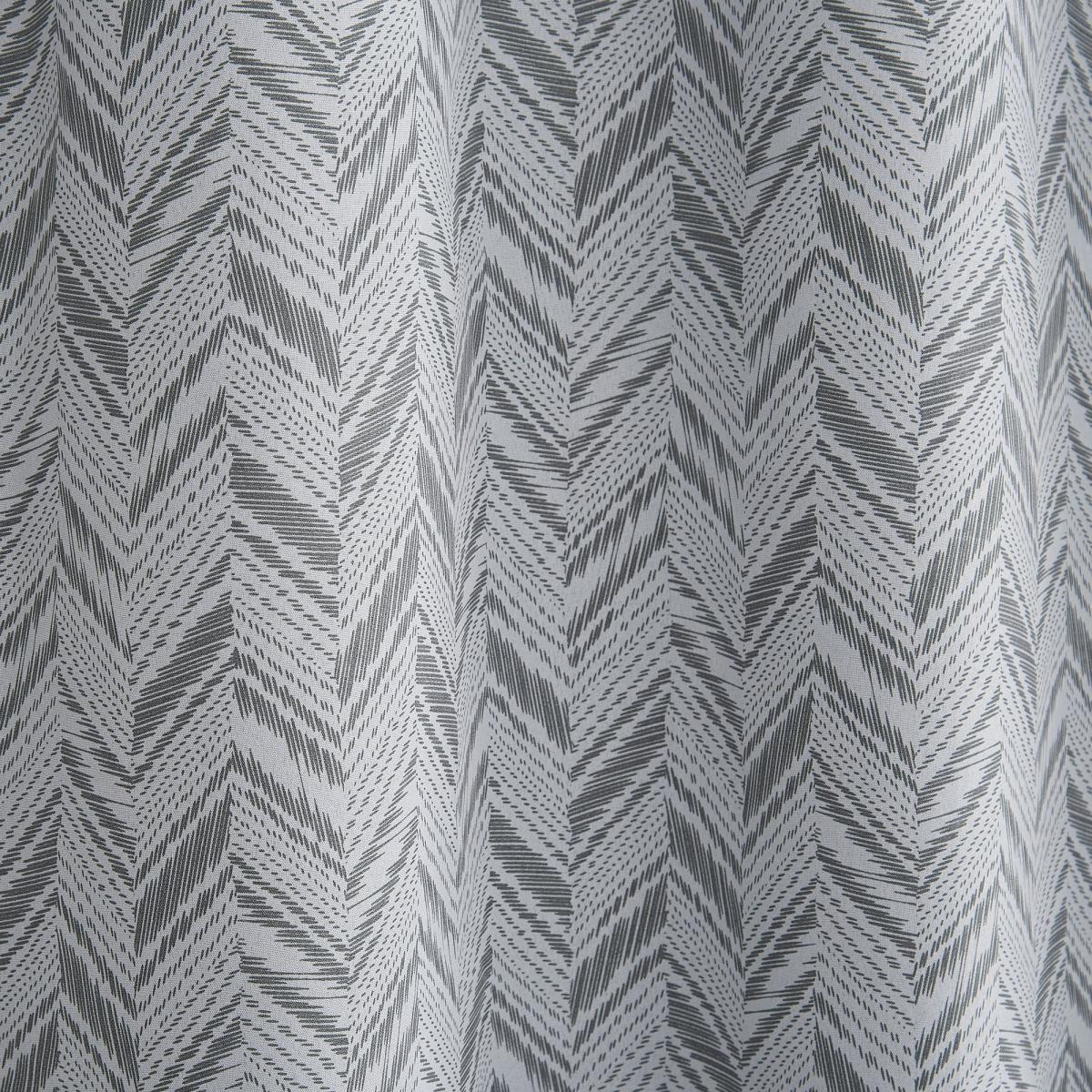 Chevron Printed Grey Blackout Eyelet Curtains Grey/White – image 3