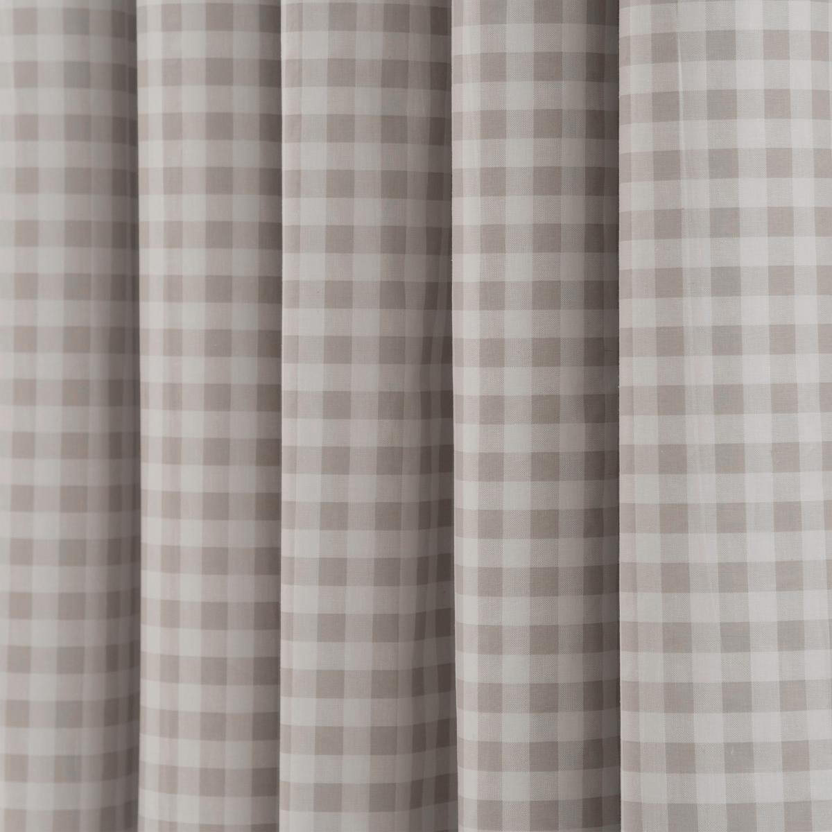 Gingham Natural Blackout Eyelet Curtains Brown/White – image 2
