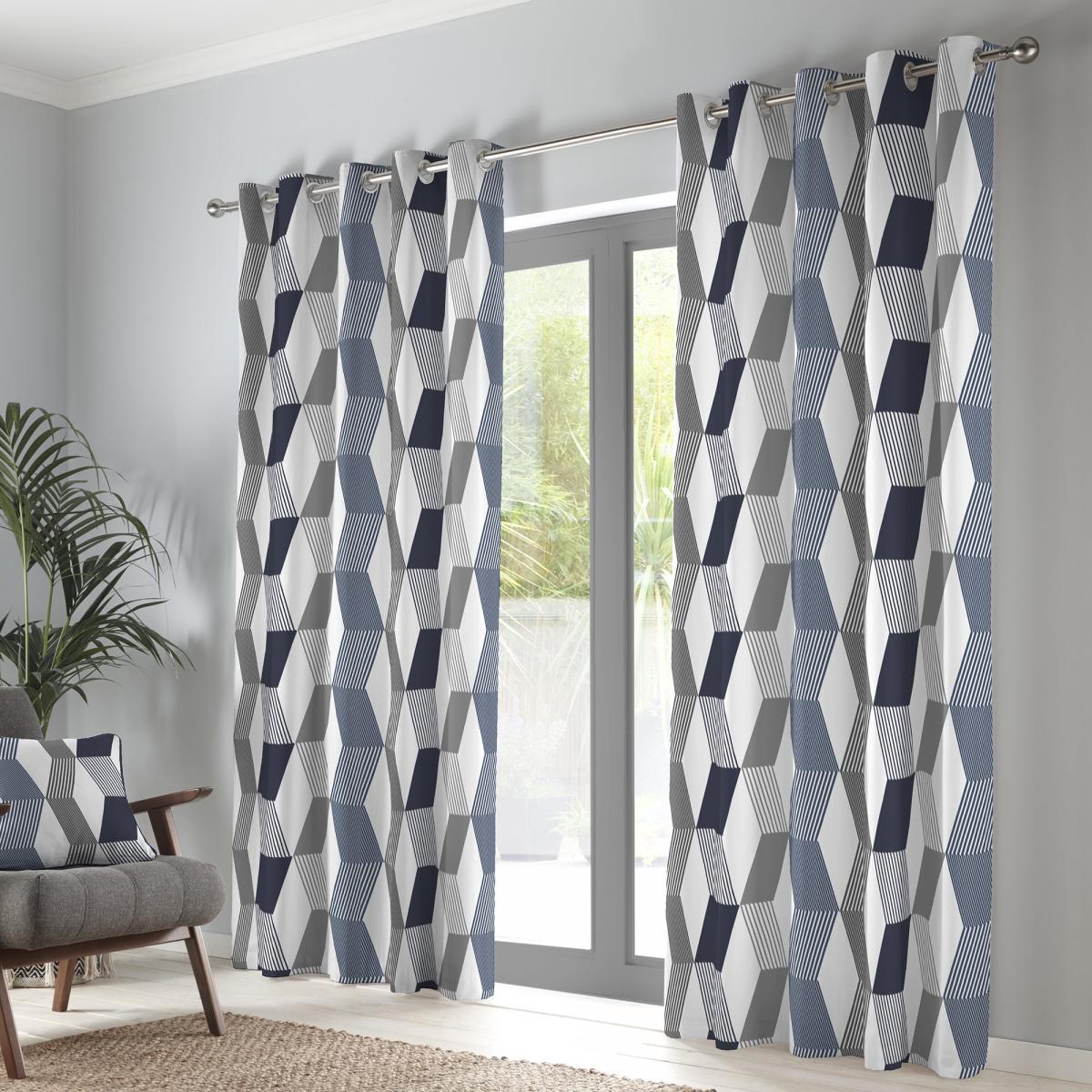 Fusion Magna Navy Eyelet Curtains Navy – image 2