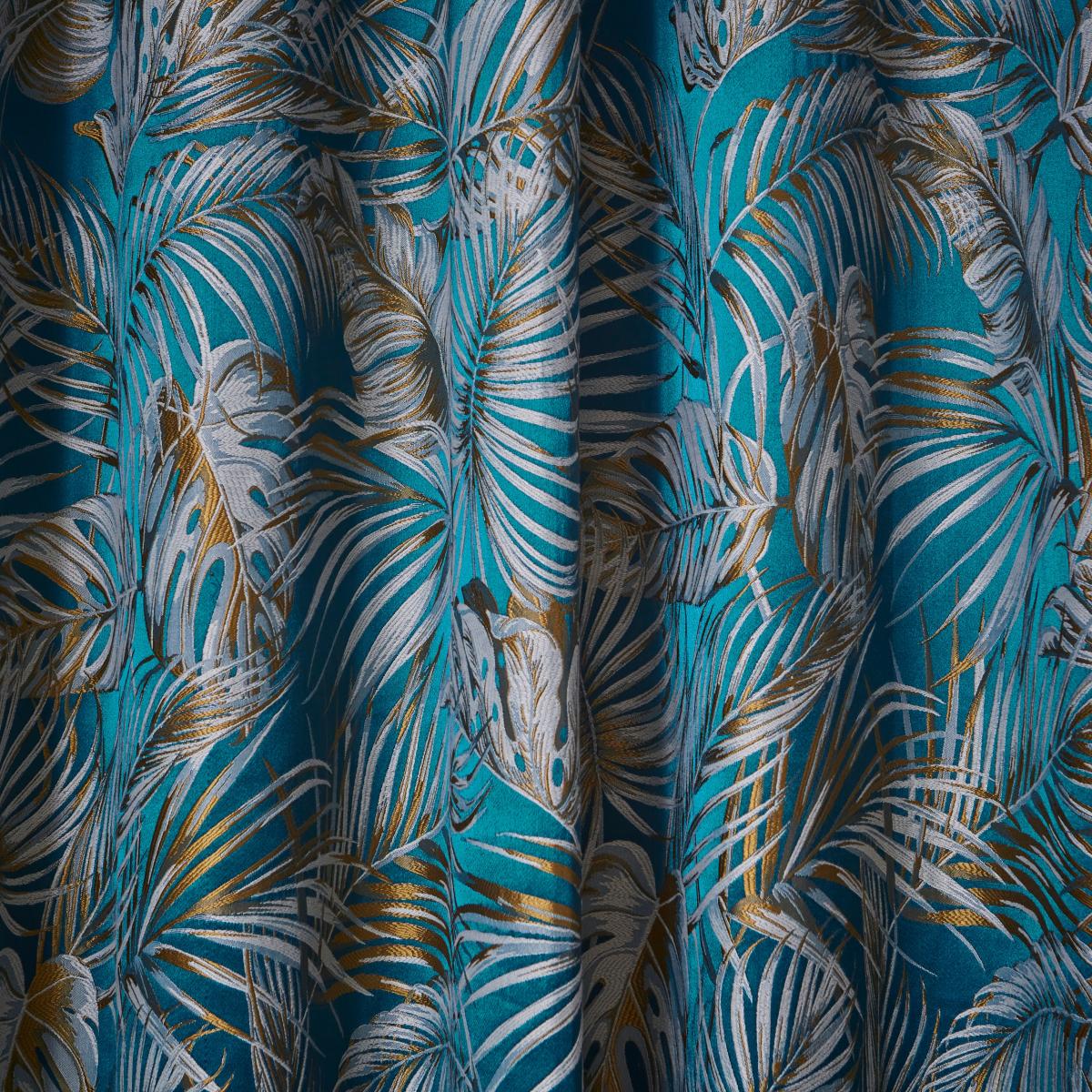 Tropical Paradise Teal Eyelet Curtains Teal (Green) – image 3