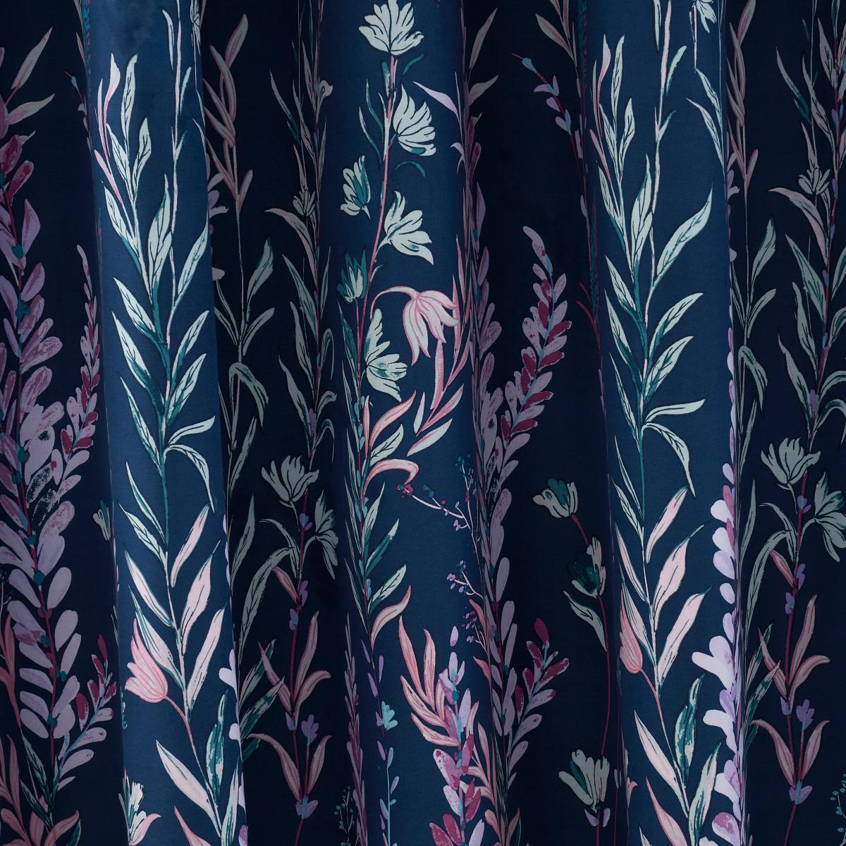 Whimsical Floral Midnight Blackout Eyelet Curtains Blue/Green/Pink – image 3