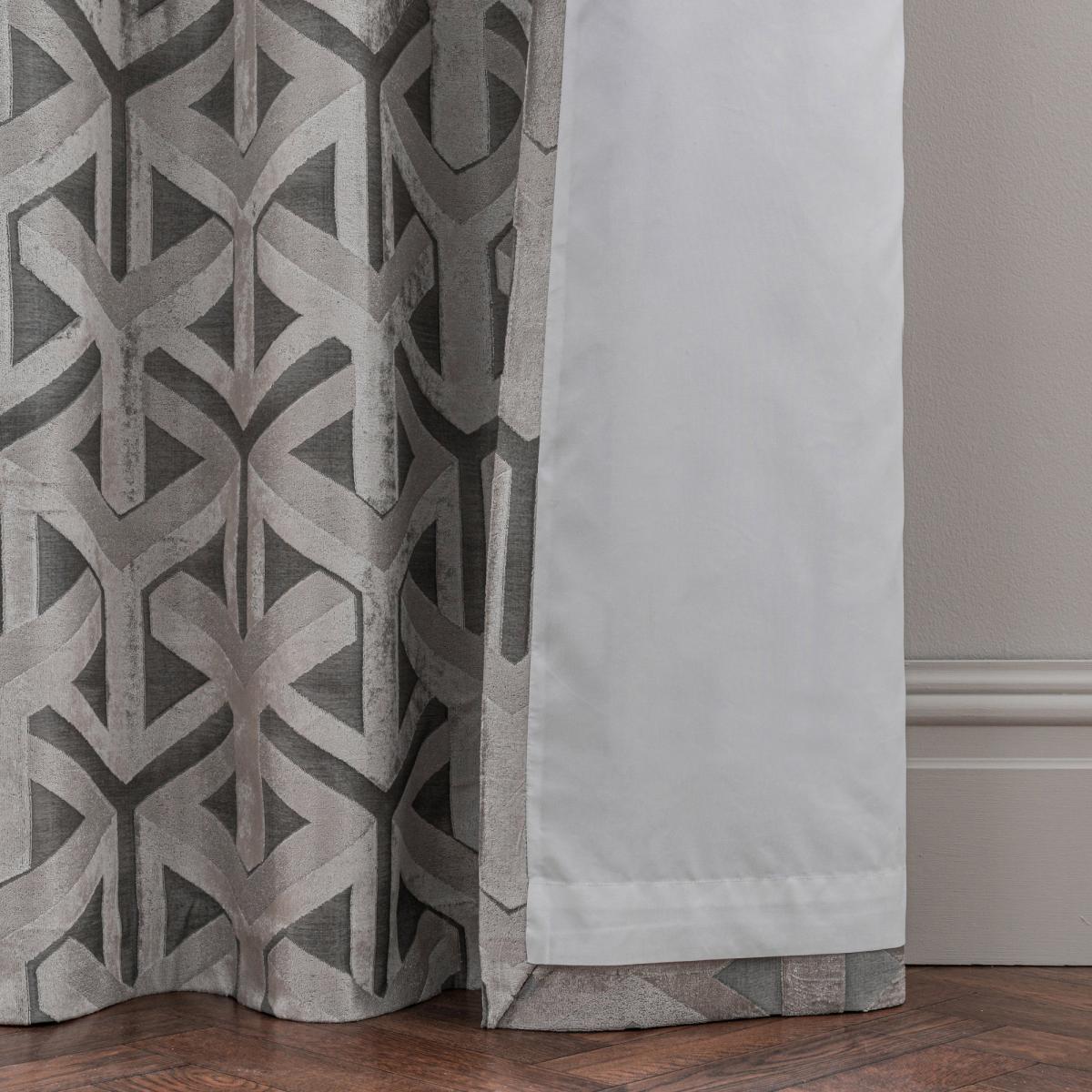 Lux Geo Jacquard Silver Eyelet Curtains Silver and Grey – image 5