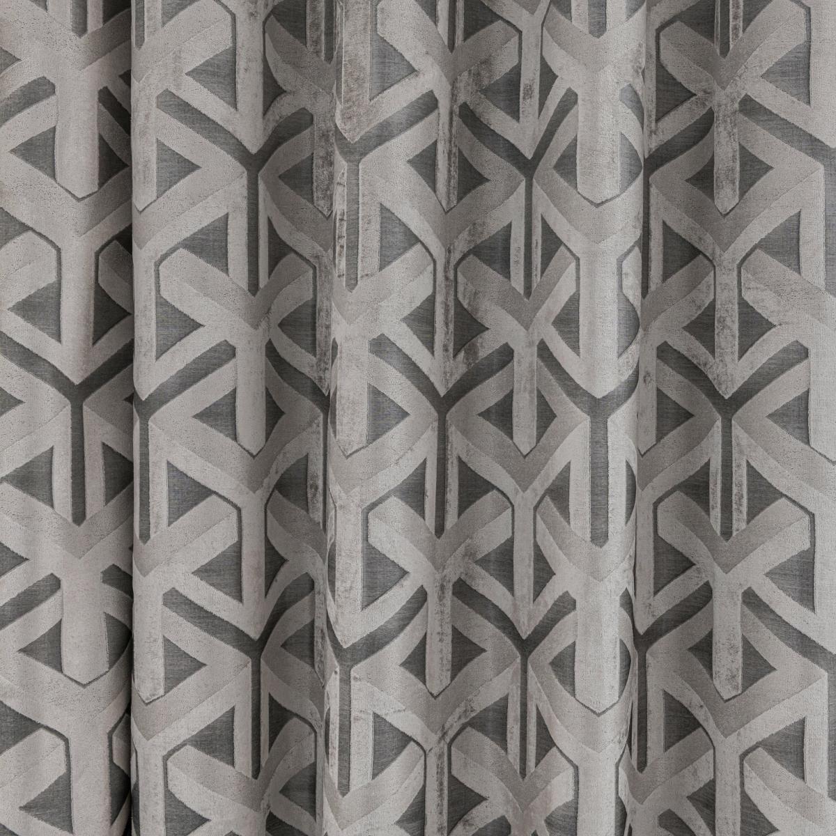 Lux Geo Jacquard Silver Eyelet Curtains Silver and Grey – image 6