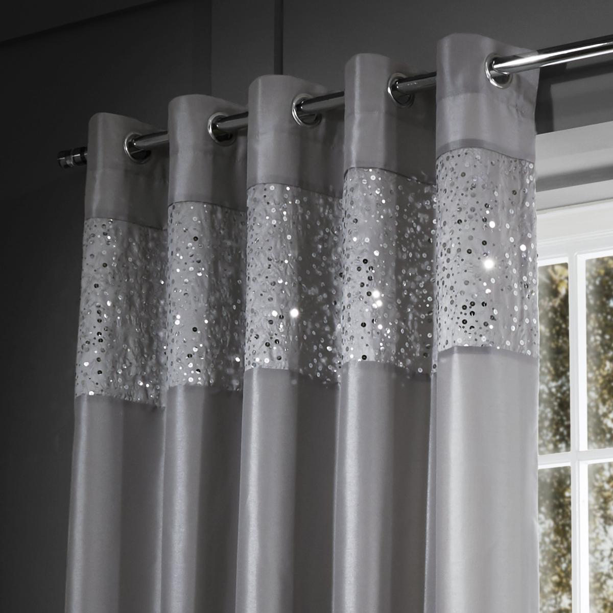 Catherine Lansfield Grey Glitzy Curtain Grey – image 1