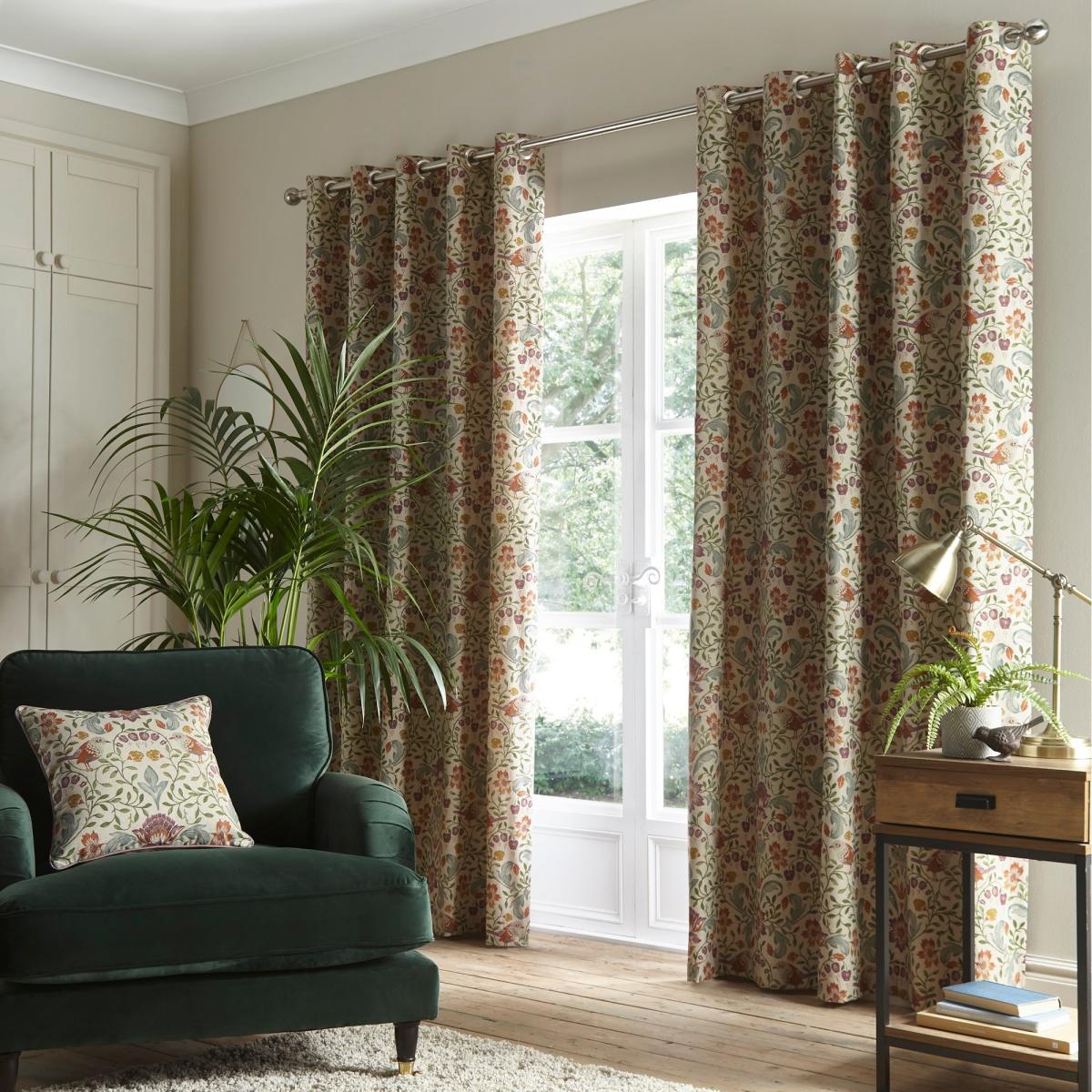 Ruskin Cotton Natural Eyelet Curtain Brown/Green – image 2