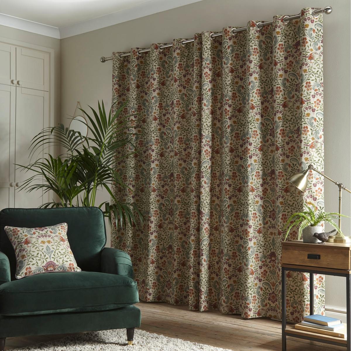 Ruskin Cotton Natural Eyelet Curtain Brown/Green – image 3