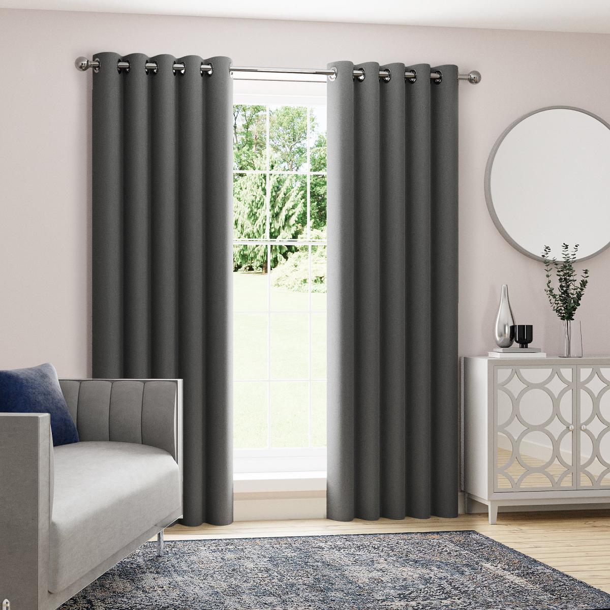 Boston Charcoal Blackout Eyelet Curtains Charcoal – image 2