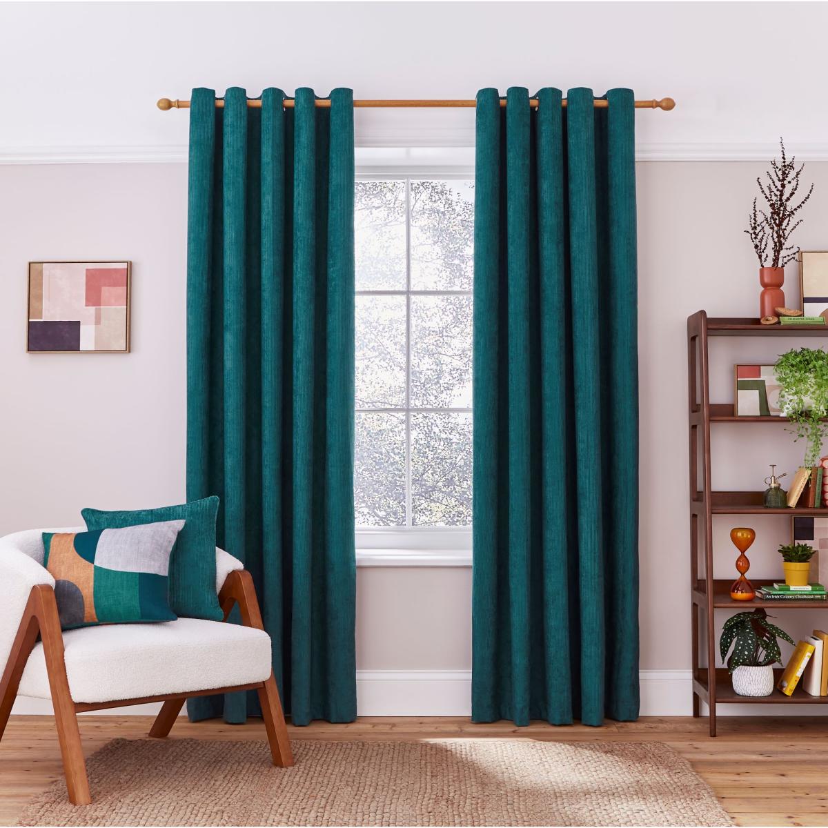 Elements Cord Peacock Eyelet Curtains Peacock – image 2