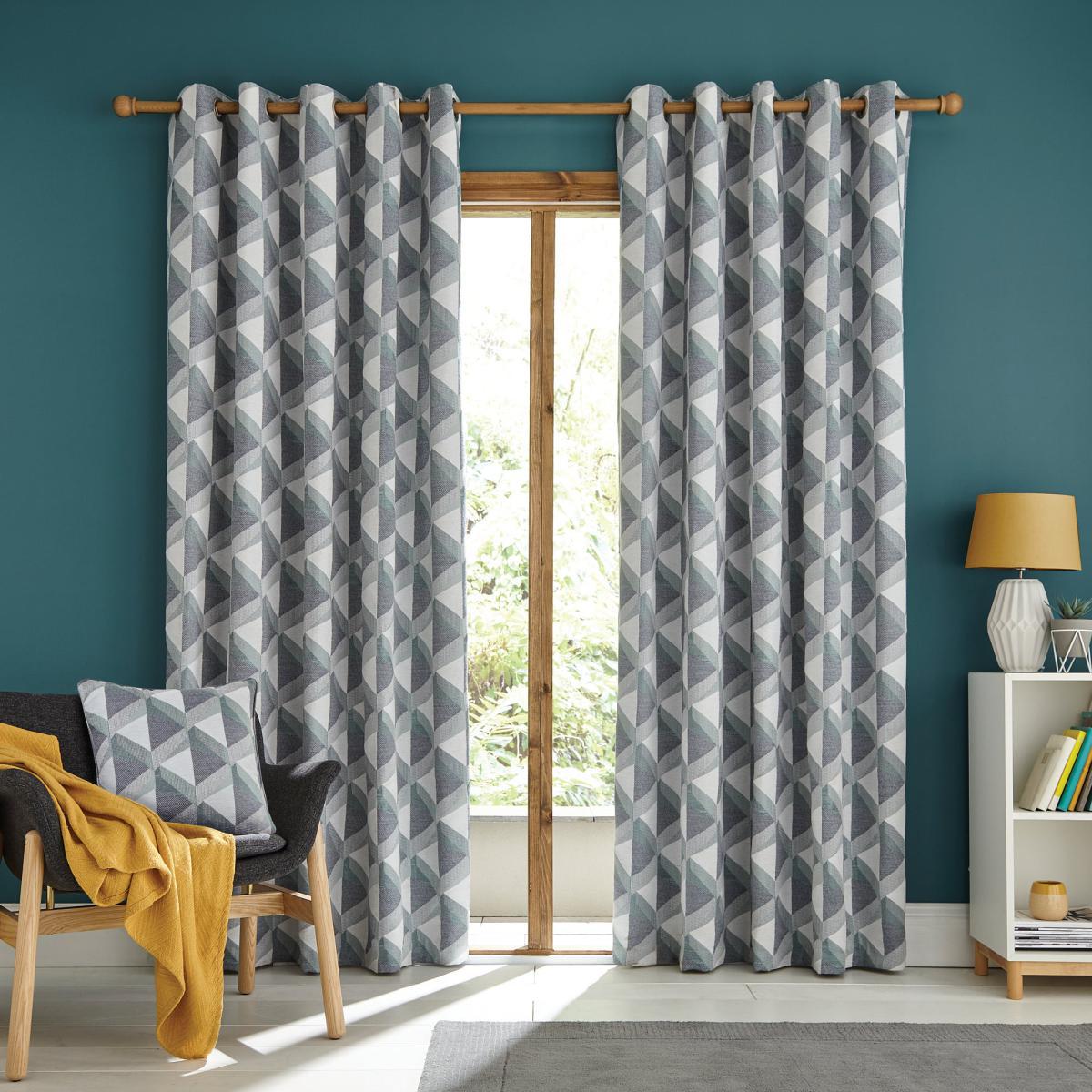 Elements Kyoto Lilypad Chenille Eyelet Curtains Green and White – image 2