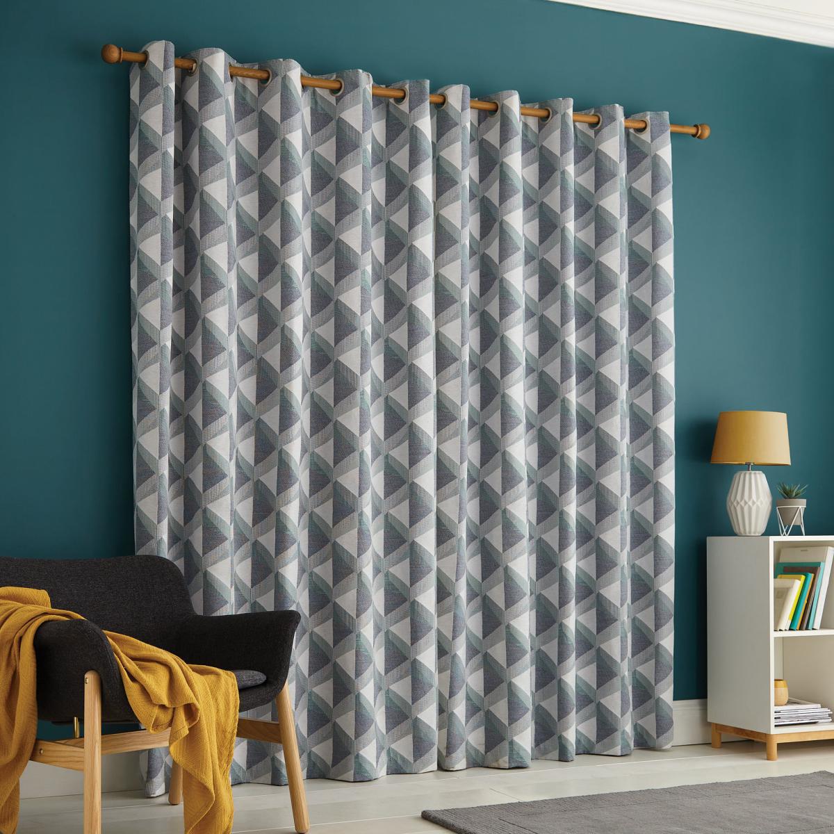 Elements Kyoto Lilypad Chenille Eyelet Curtains Green and White – image 3