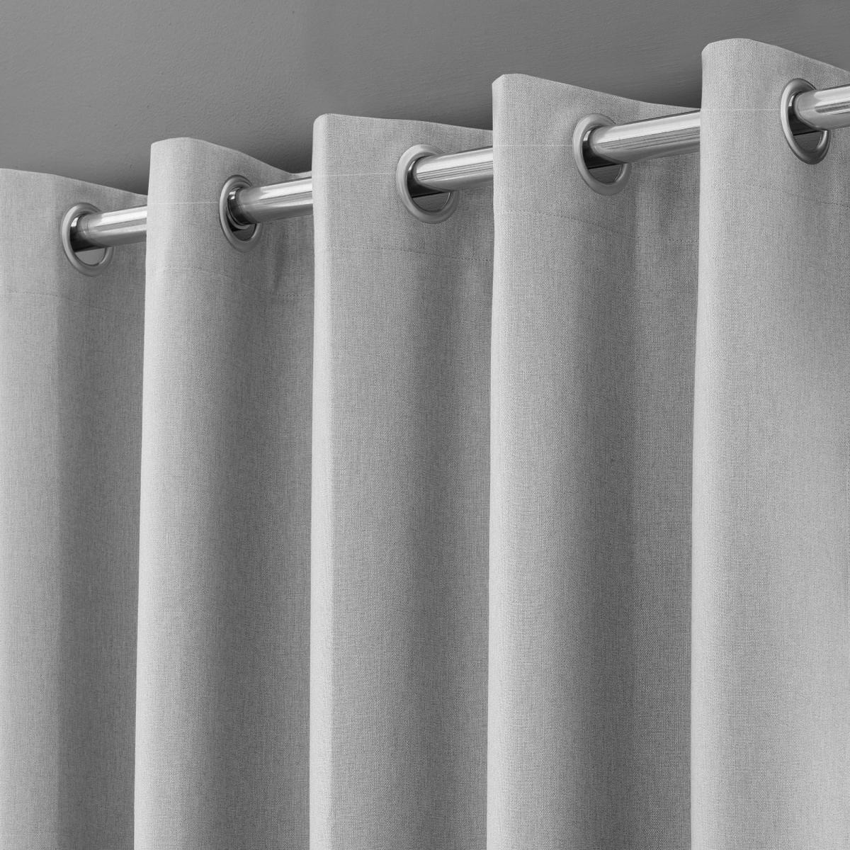Luna Brushed Mid Grey Blackout Eyelet Curtains Grey – image 3