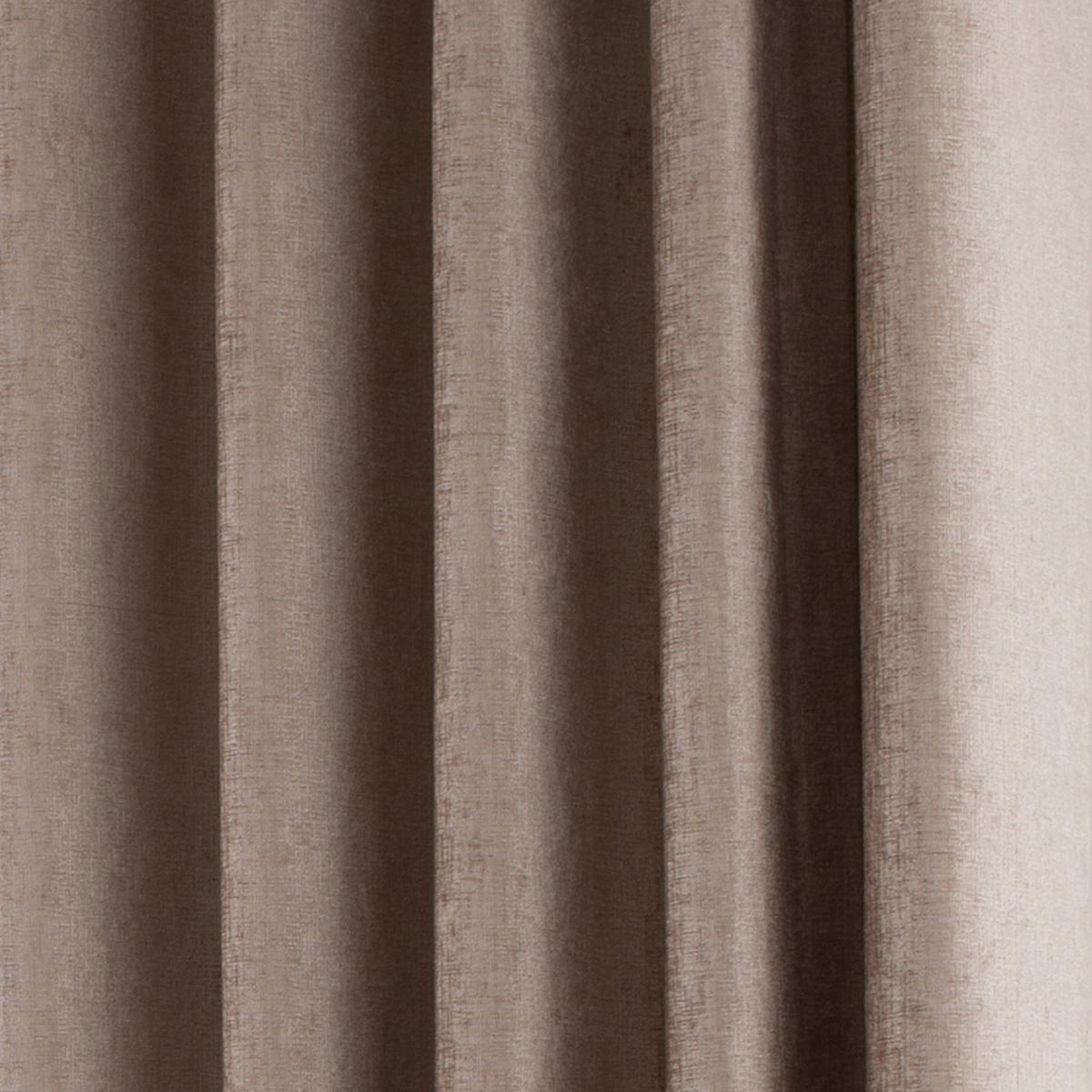 Chenille Taupe Eyelet Curtains Brown – image 3