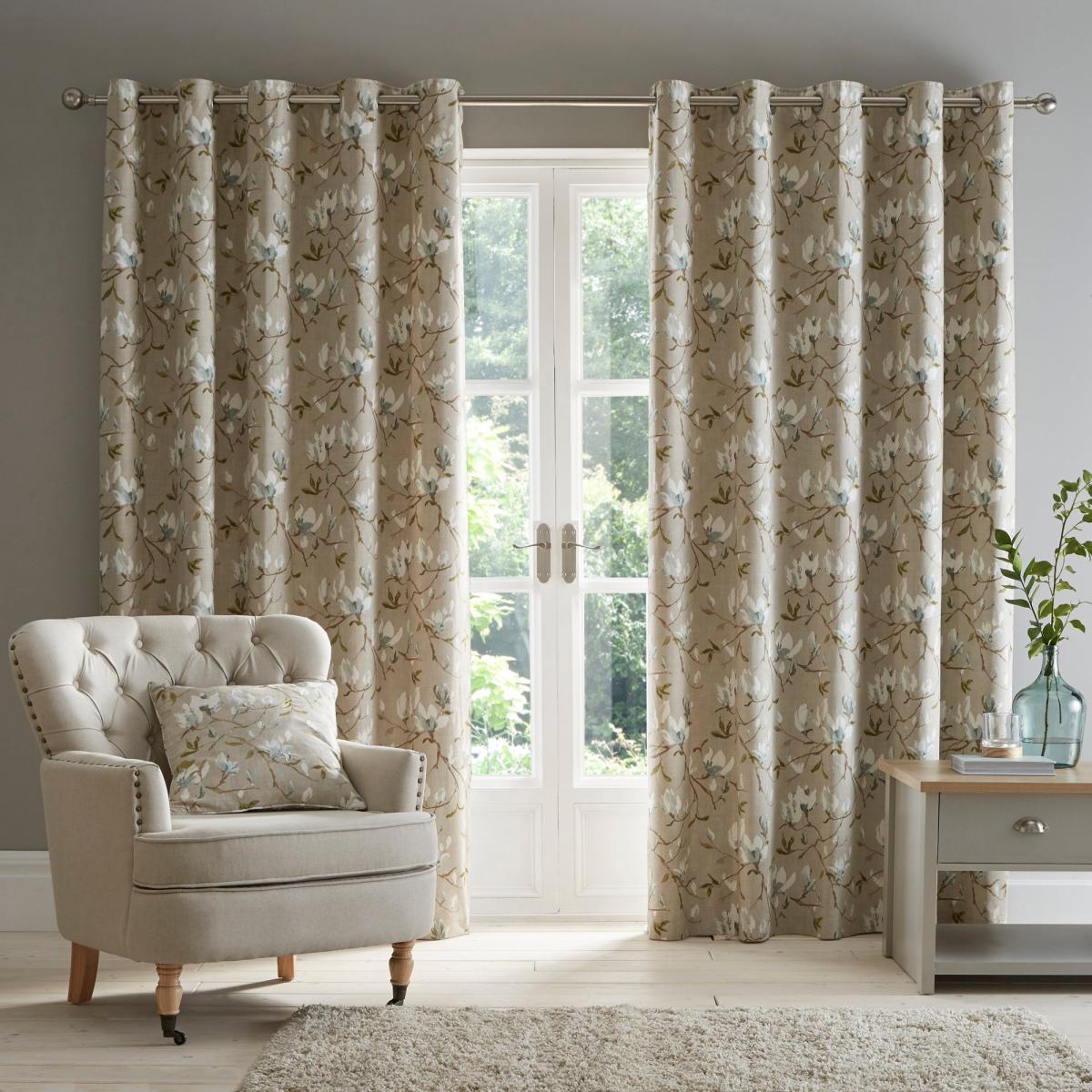 Magnolia Green Eyelet Curtains Brown, Green and White – image 2