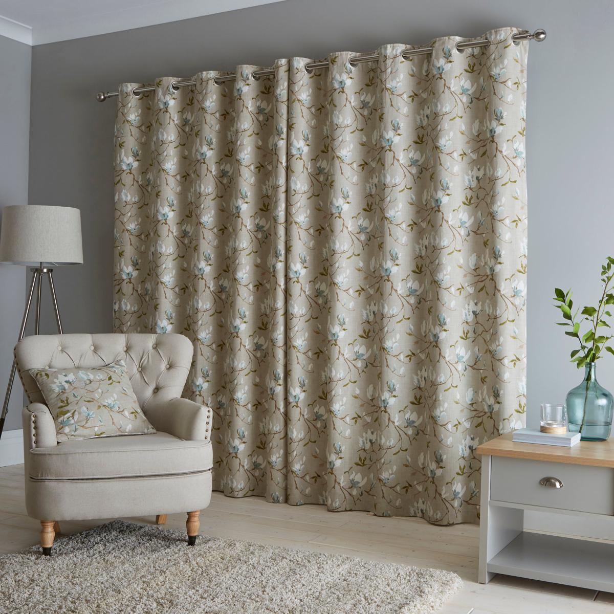 Magnolia Green Eyelet Curtains Brown, Green and White – image 3