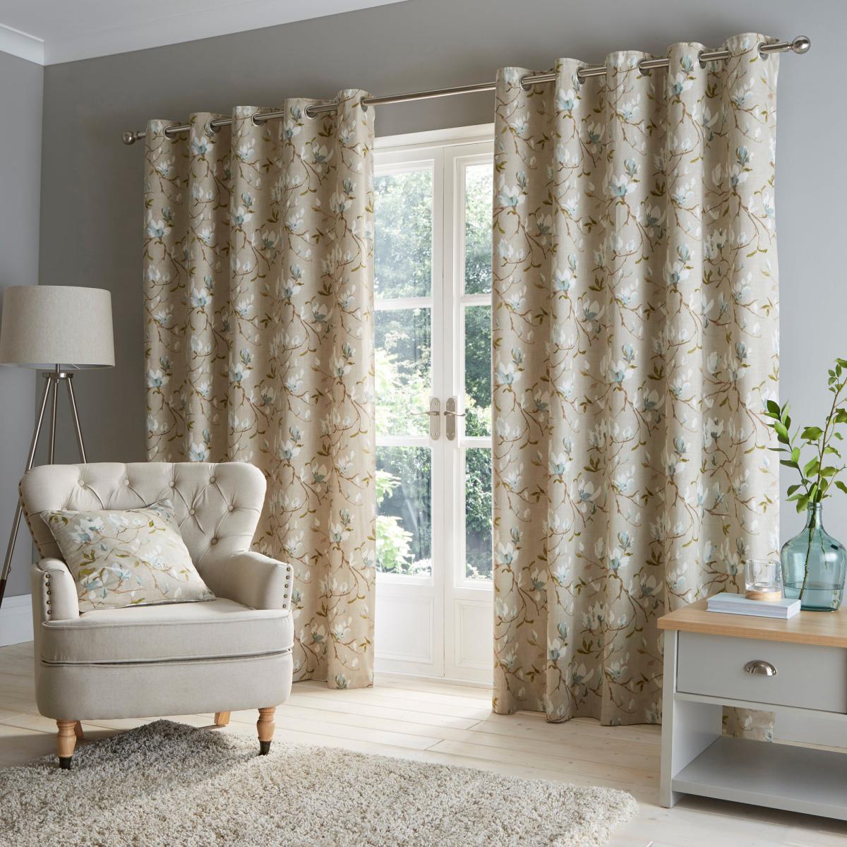 Magnolia Green Eyelet Curtains Brown, Green and White – image 5