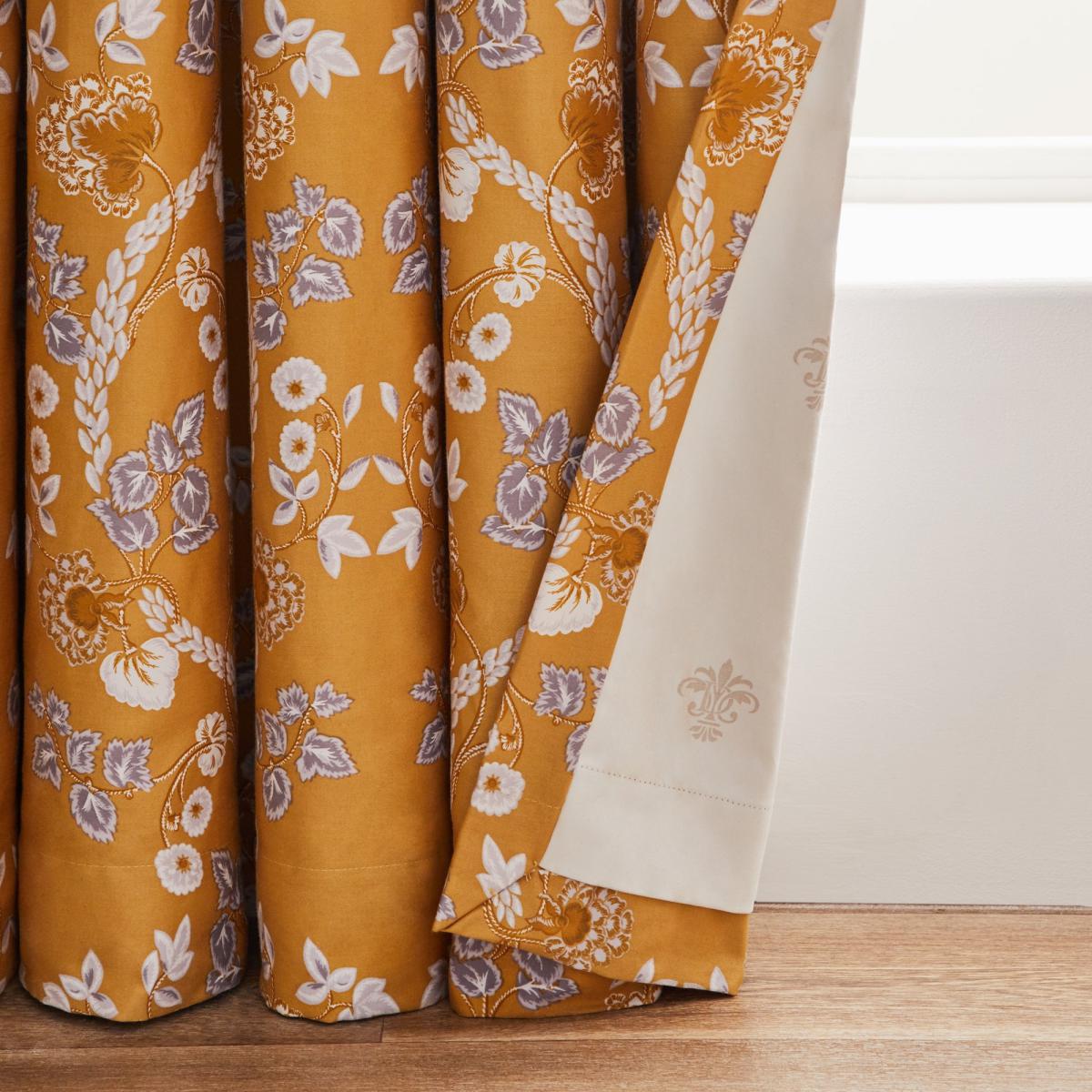 Dorma Addinston Ochre Blackout Eyelet Curtains Yellow, Grey and White – image 3