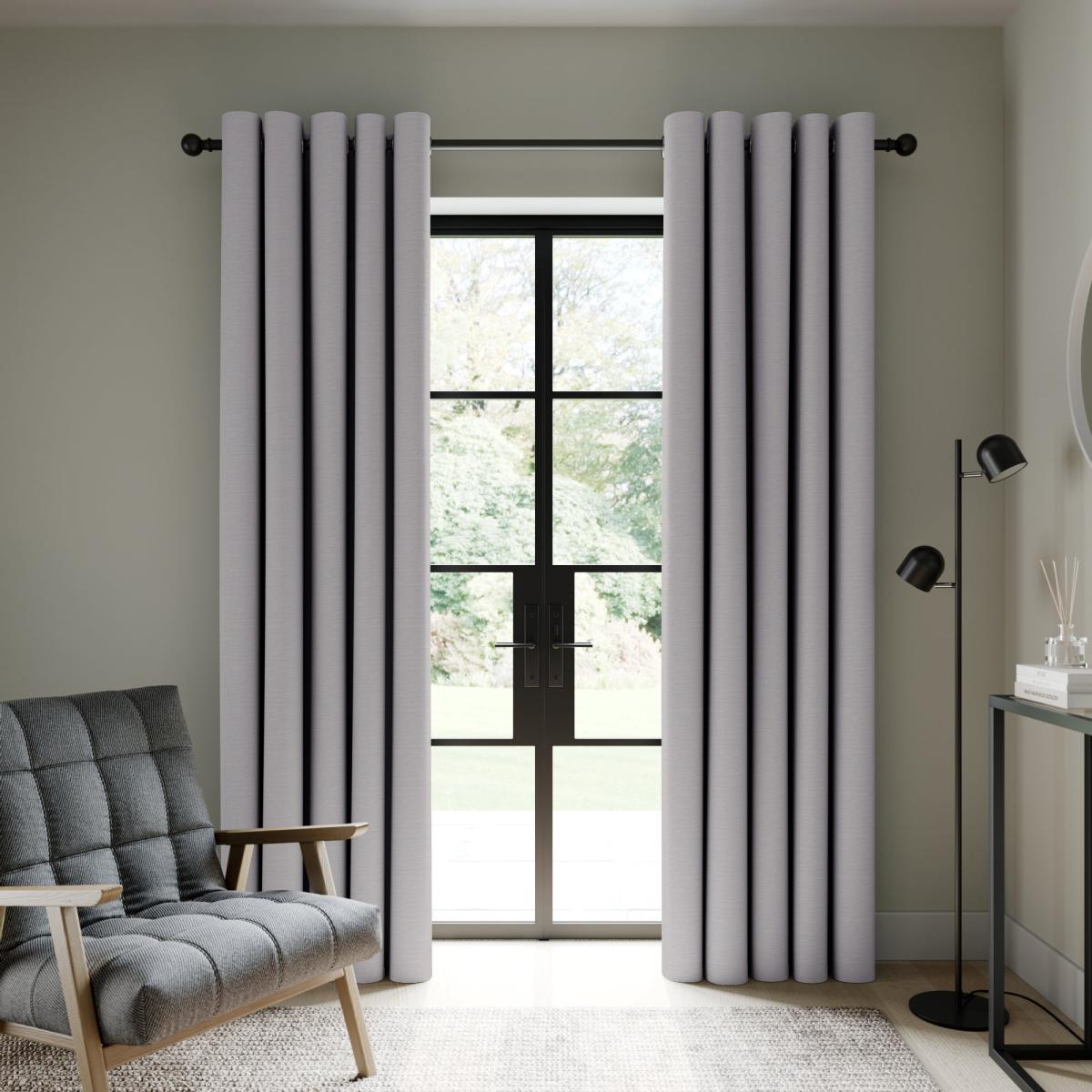 Bamboo Mix Ashley Blue Eyelet Curtains Light Blue – image 2