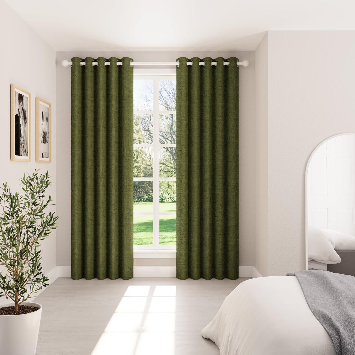 Dawson Olive Thermal Eyelet Curtains Olive (Green) – image 2