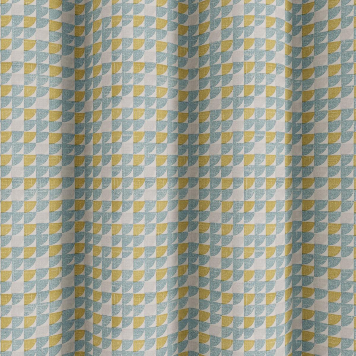 Mini Abstract Geo Teal Eyelet Curtains Teal (Blue) – image 3