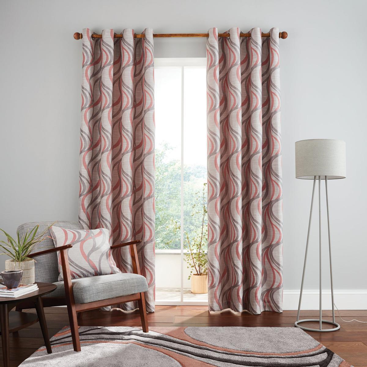 Mirage Rose Eyelet Curtains Pink and Grey – image 2