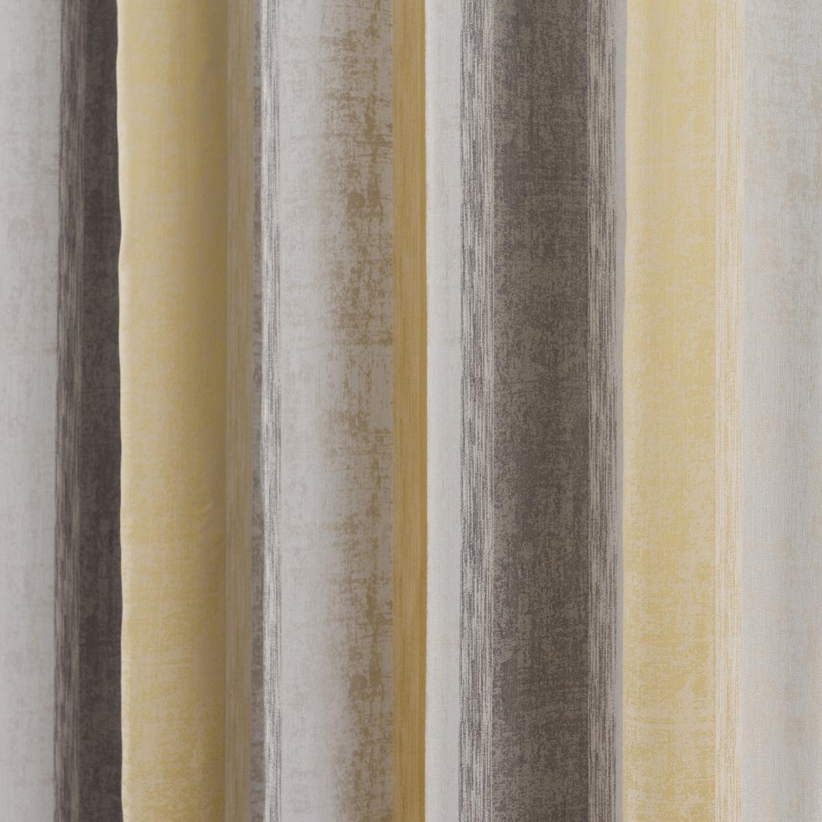 Sadie Stripe Ochre Eyelet Curtains Yellow and Grey – image 3