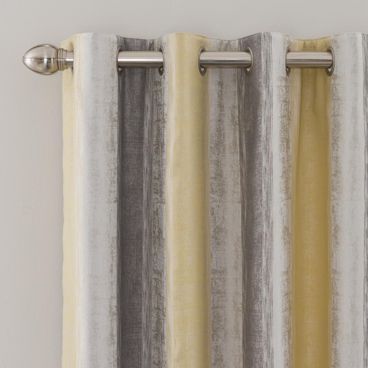 Sadie Stripe Ochre Eyelet Curtains Yellow and Grey – image 4
