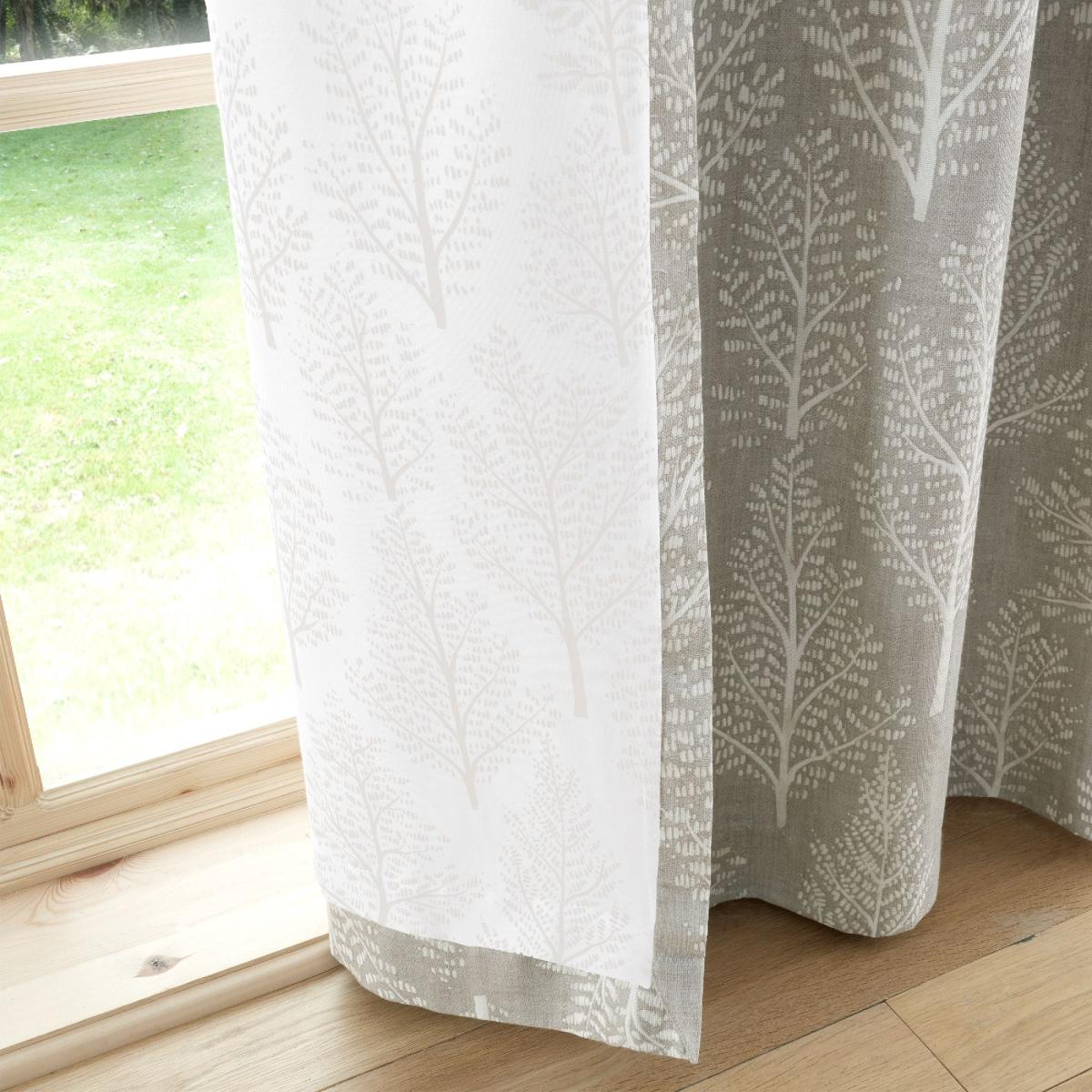 Catherine Lansfield Alder Trees Natural Eyelet Curtains Beige – image 4