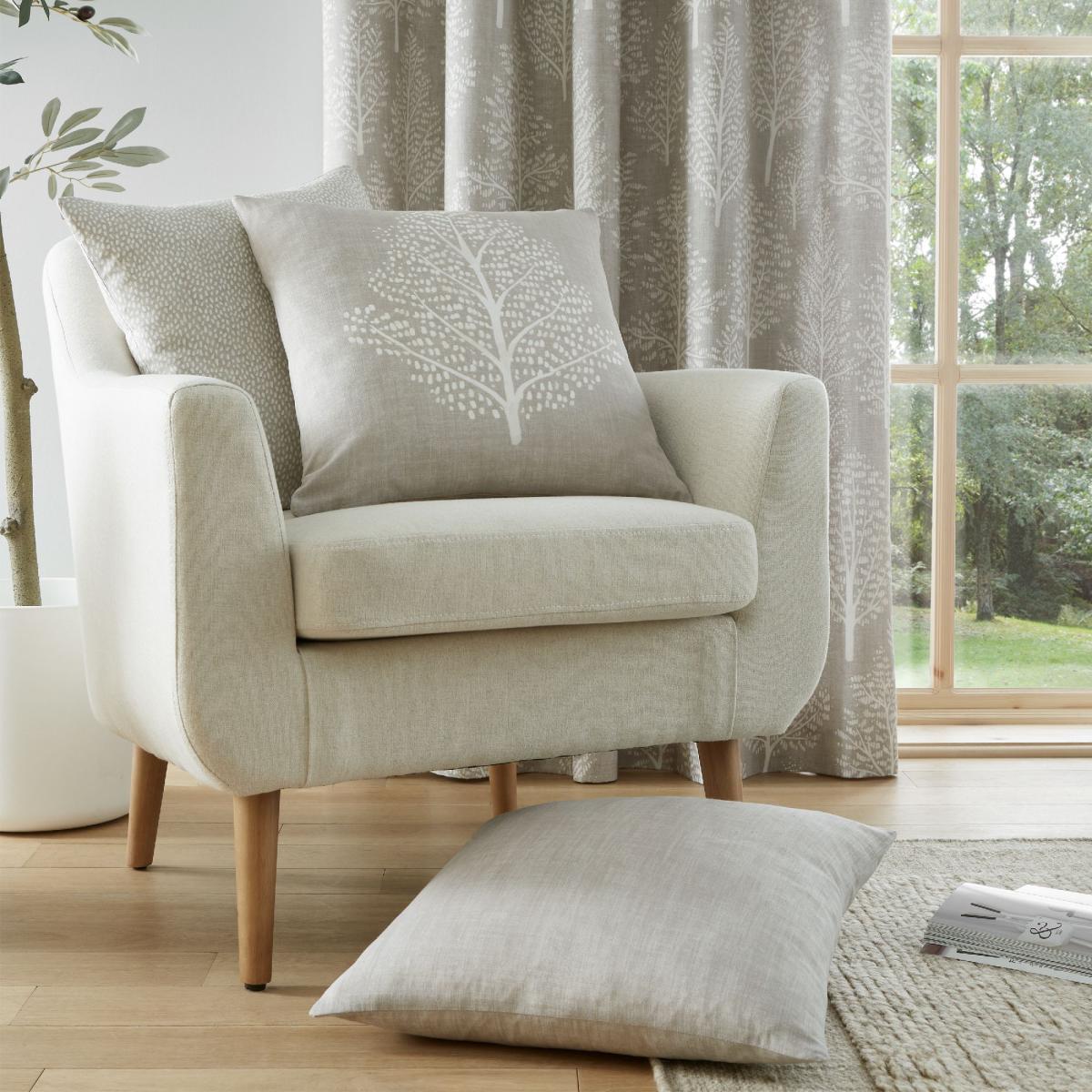 Catherine Lansfield Alder Trees Natural Eyelet Curtains Beige – image 5