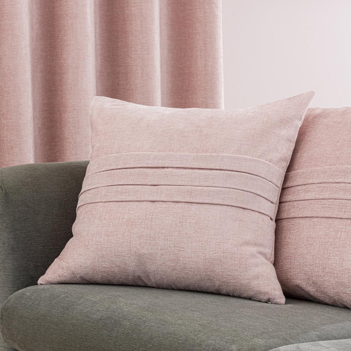 Chenille Pale Pink Eyelet Curtains Pink – image 2