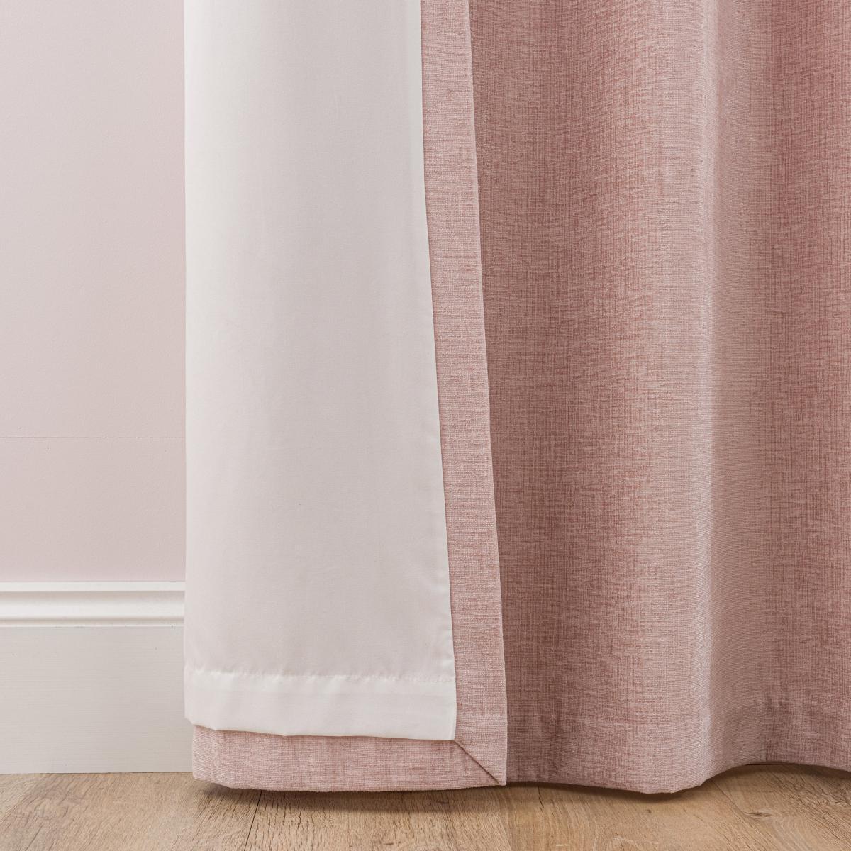 Chenille Pale Pink Eyelet Curtains Pink – image 4