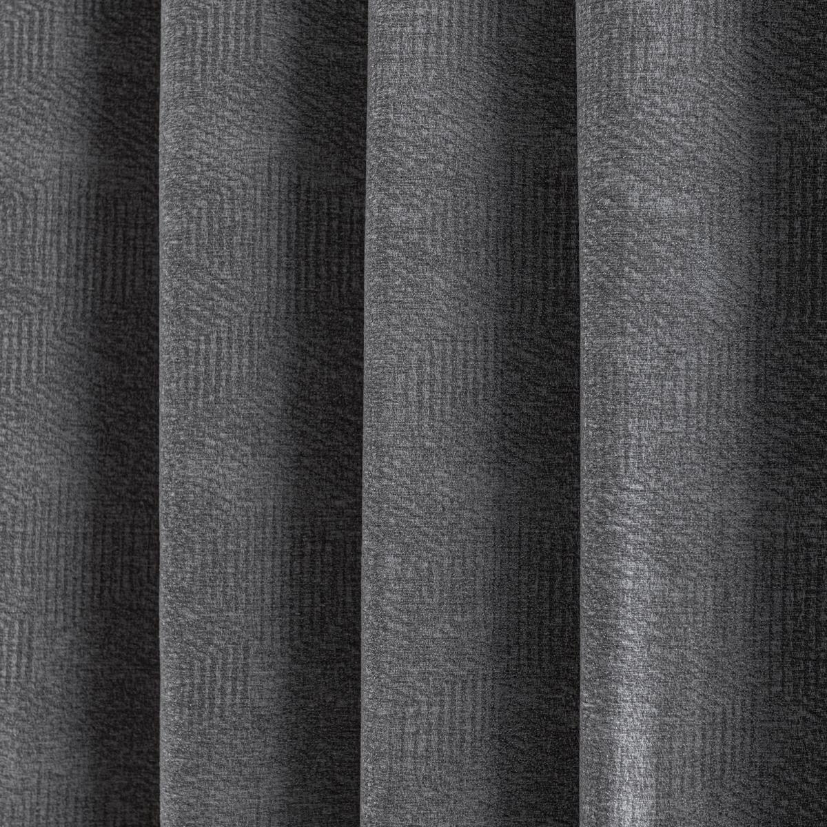 Chenille Geo Grey Eyelet Curtains Grey – image 6