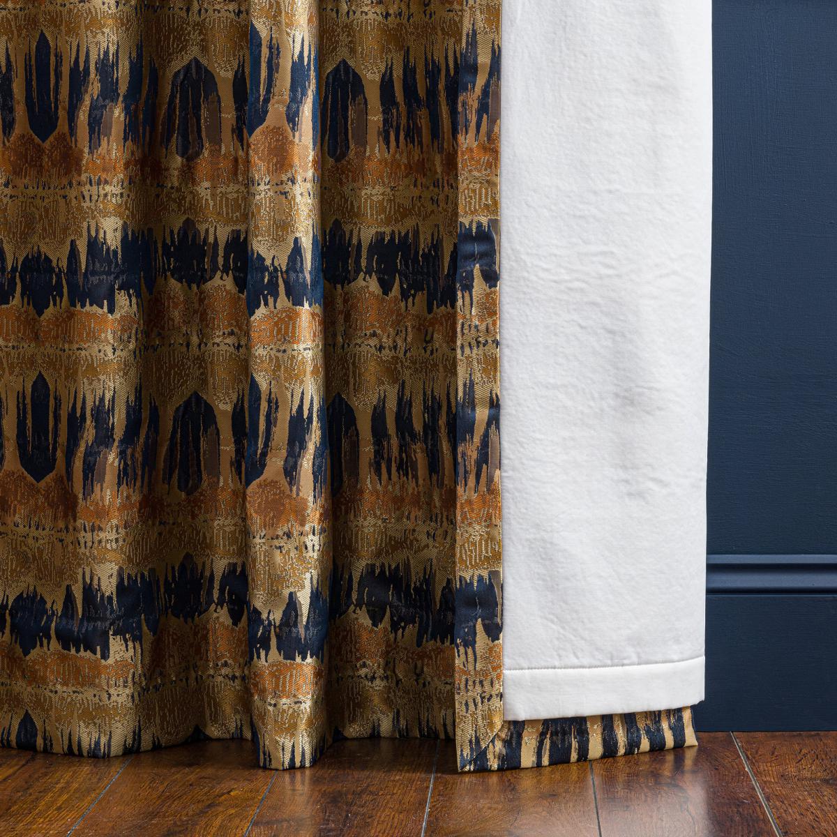 Budapest Midnight Spice Jacquard Eyelet Curtains Brown and Blue – image 5