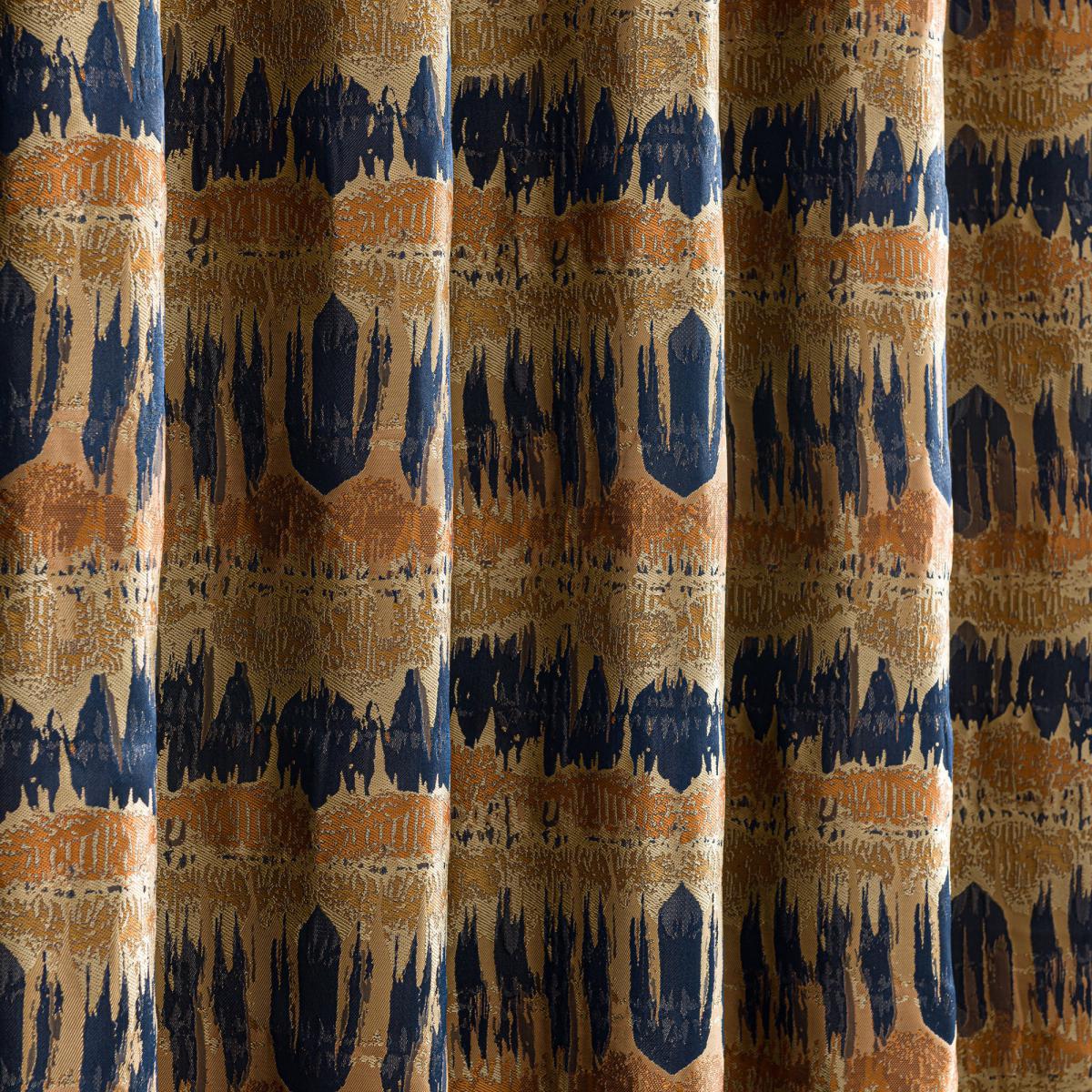 Budapest Midnight Spice Jacquard Eyelet Curtains Brown and Blue – image 6