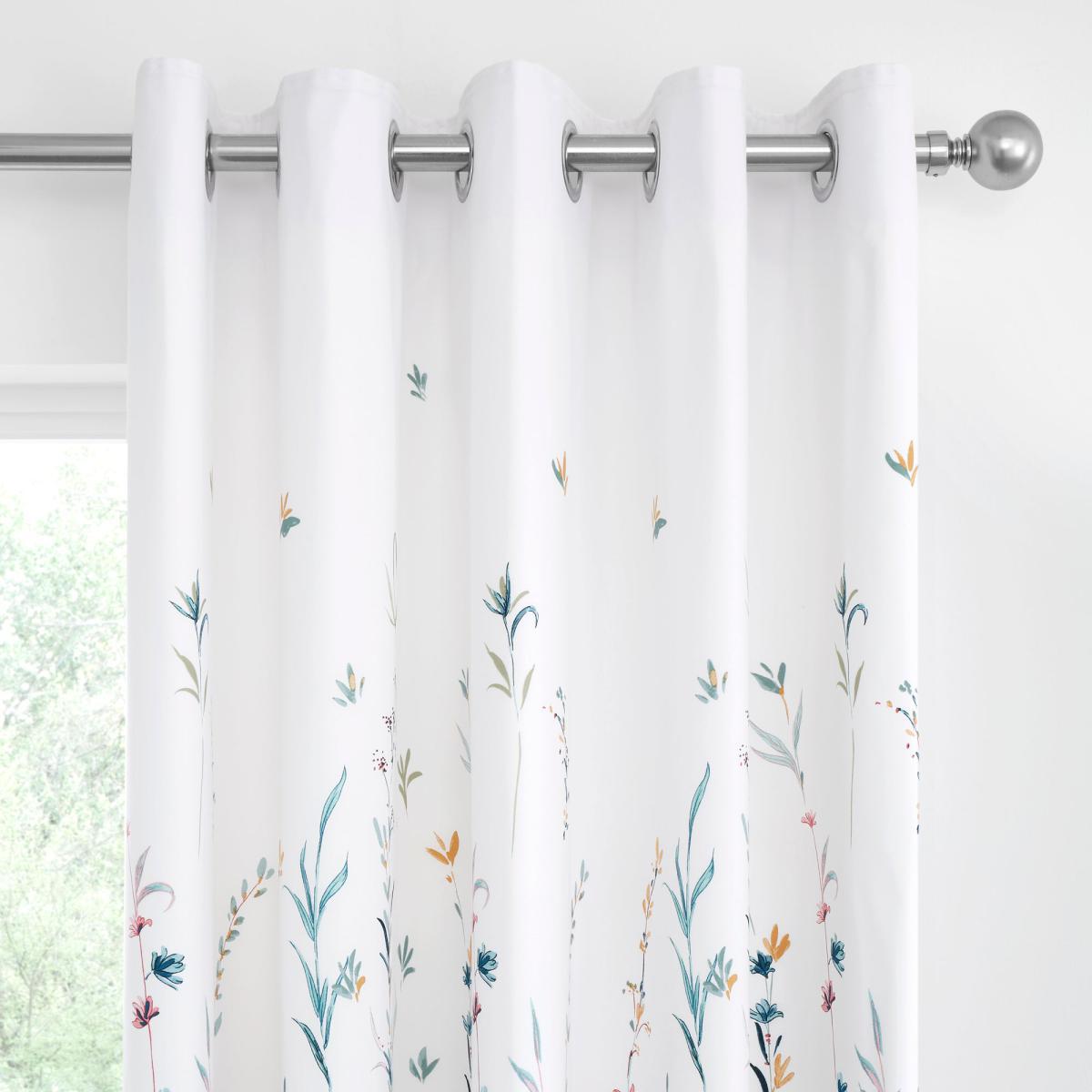 Whimsical Botanical Floral Blackout Eyelet Curtains Green – image 2