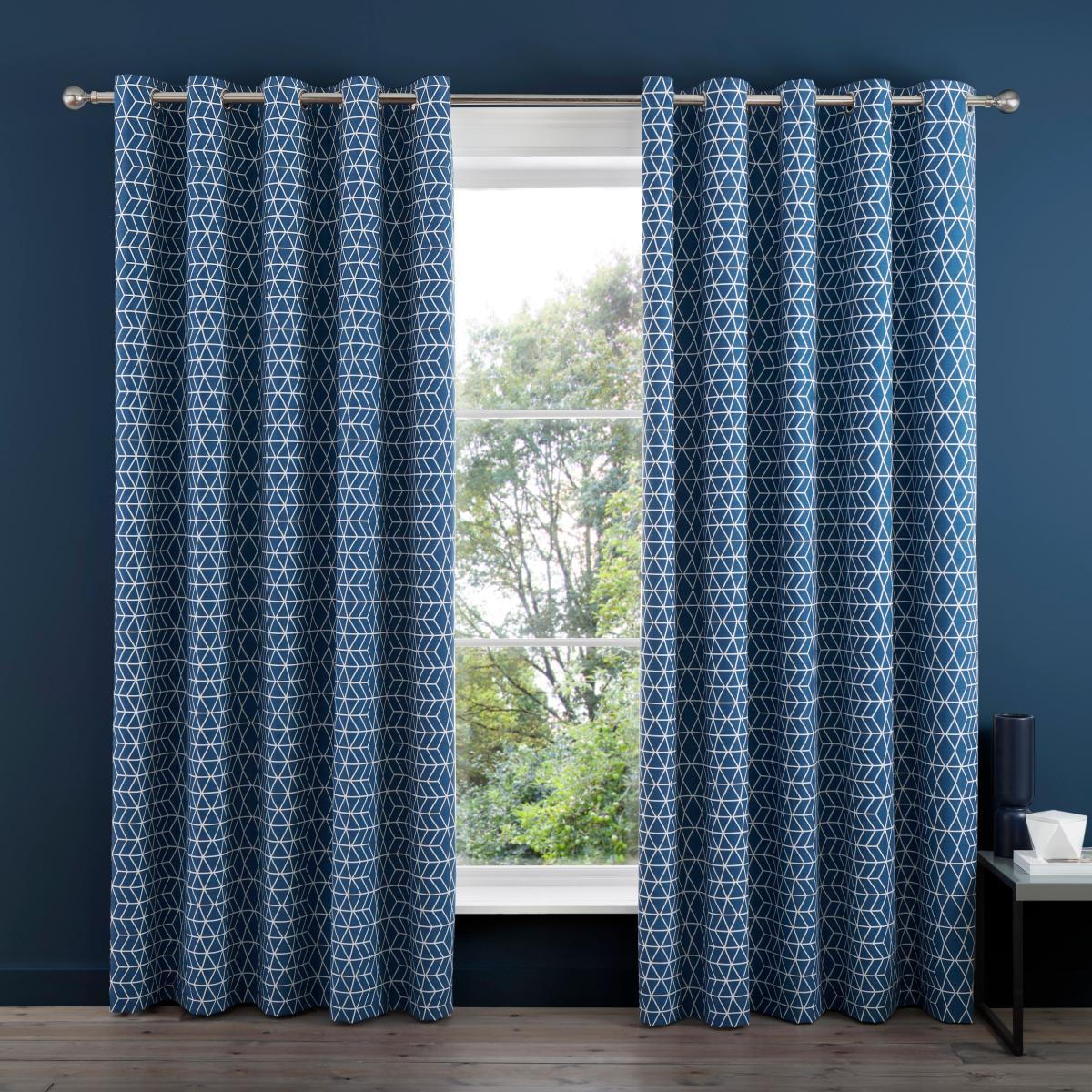 Henri Blue Blackout Eyelet Curtains Pacific Blue – image 3