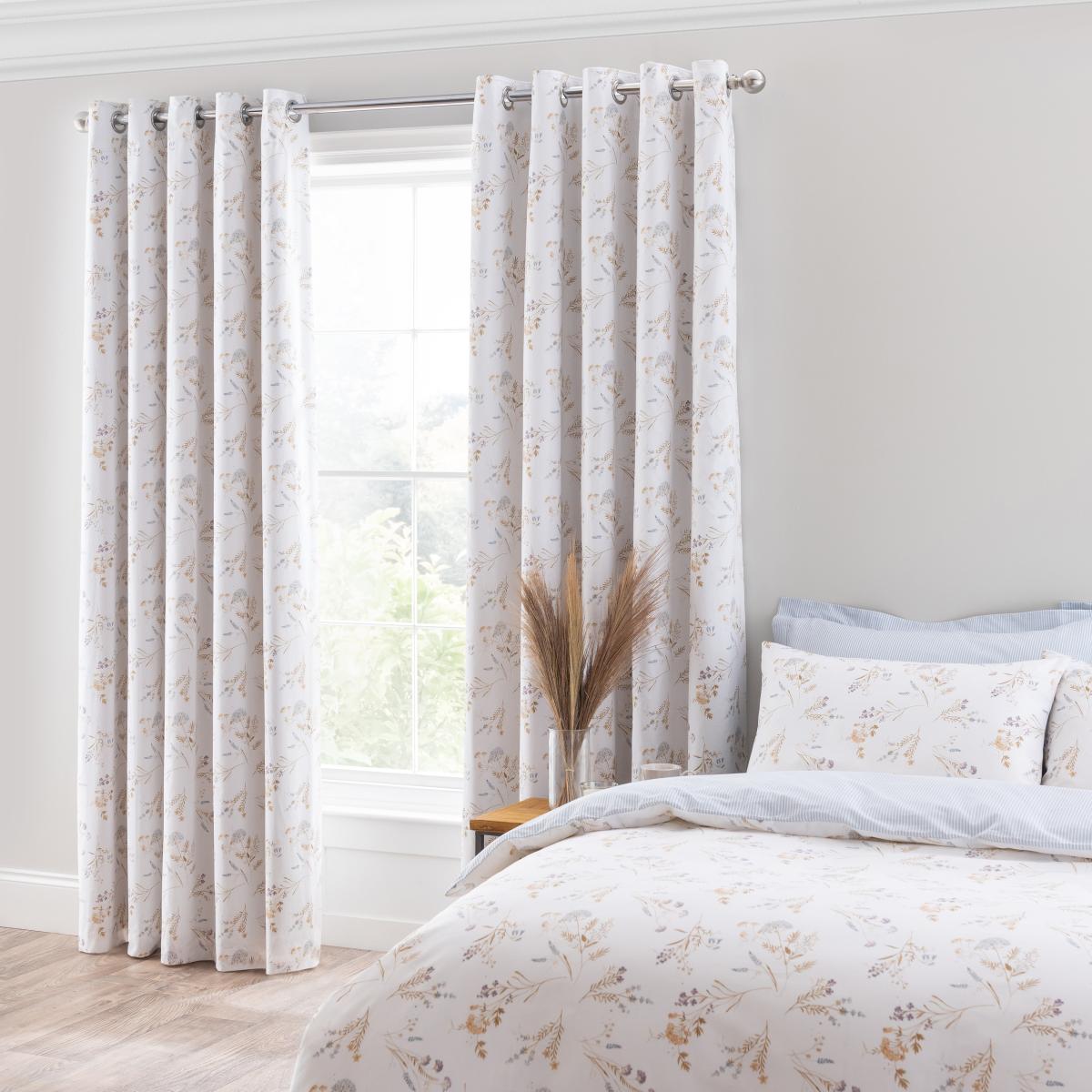 Harriet Floral Blue Eyelet Curtains Blue/White – image 2