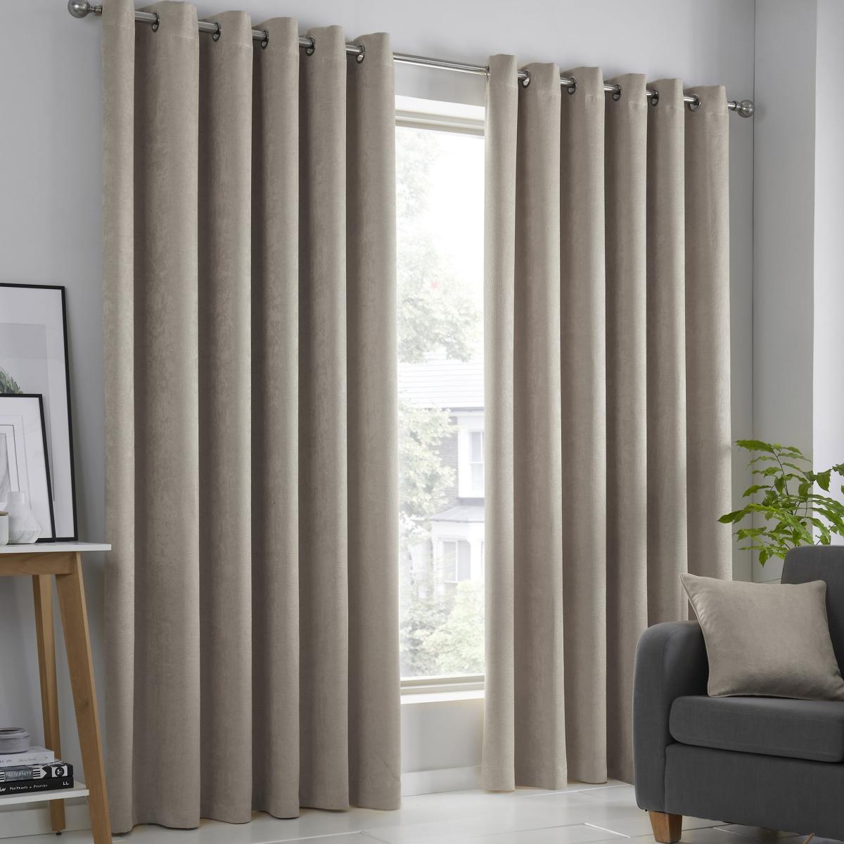 Fusion Strata Blackout Natural Eyelet Curtains Natural – image 2