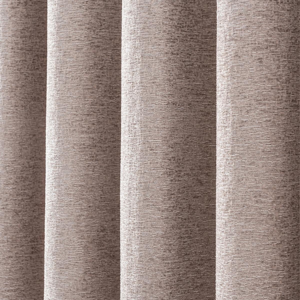Textured Chenille Mushroom Ultra Thermal Eyelet Curtains Brown – image 5