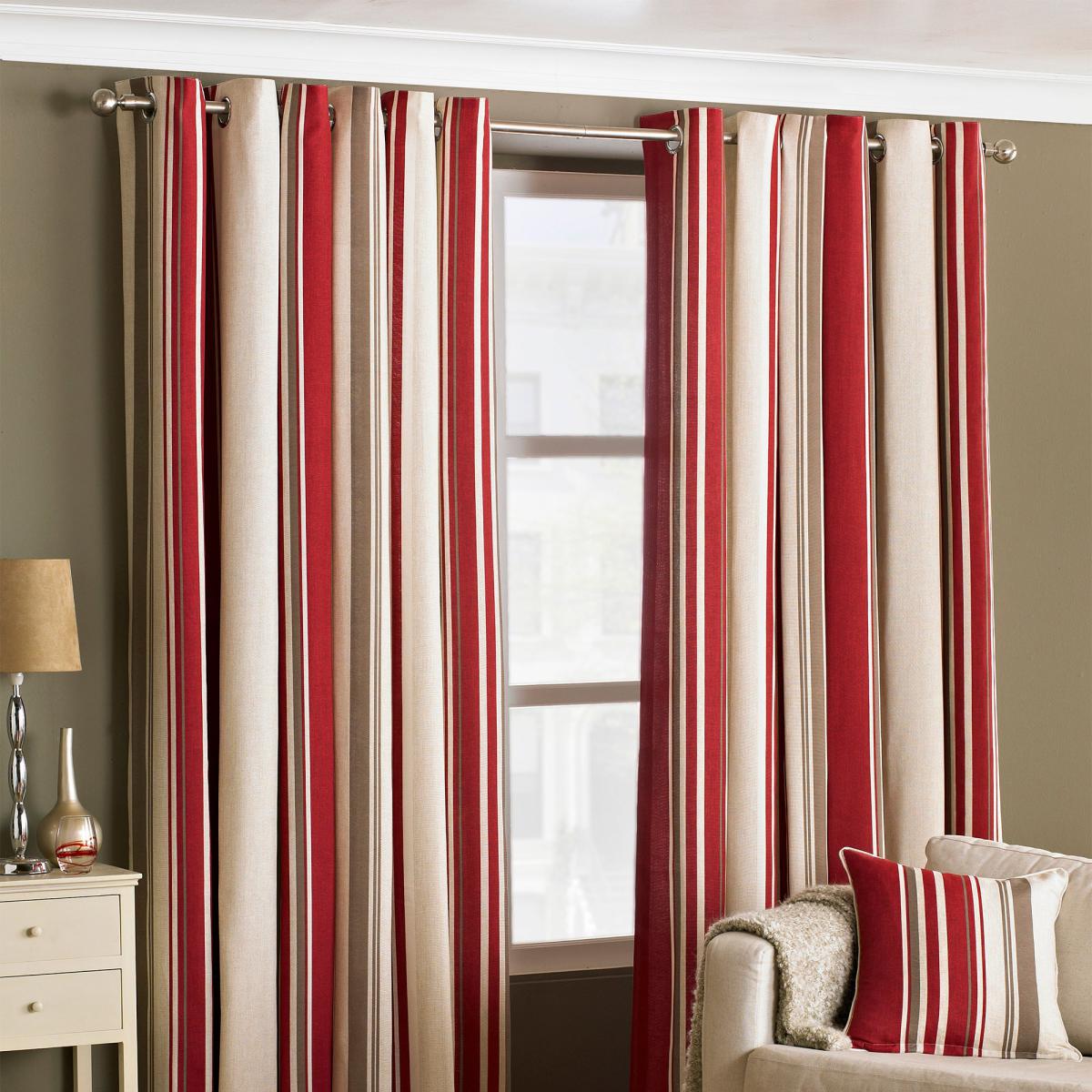 Broadway Raspberry Eyelet Curtains Red, Brown and White – image 2