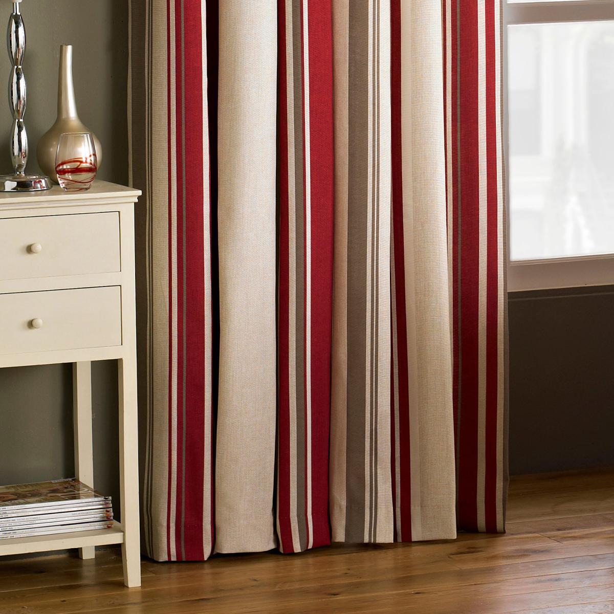 Broadway Raspberry Eyelet Curtains Red, Brown and White – image 3